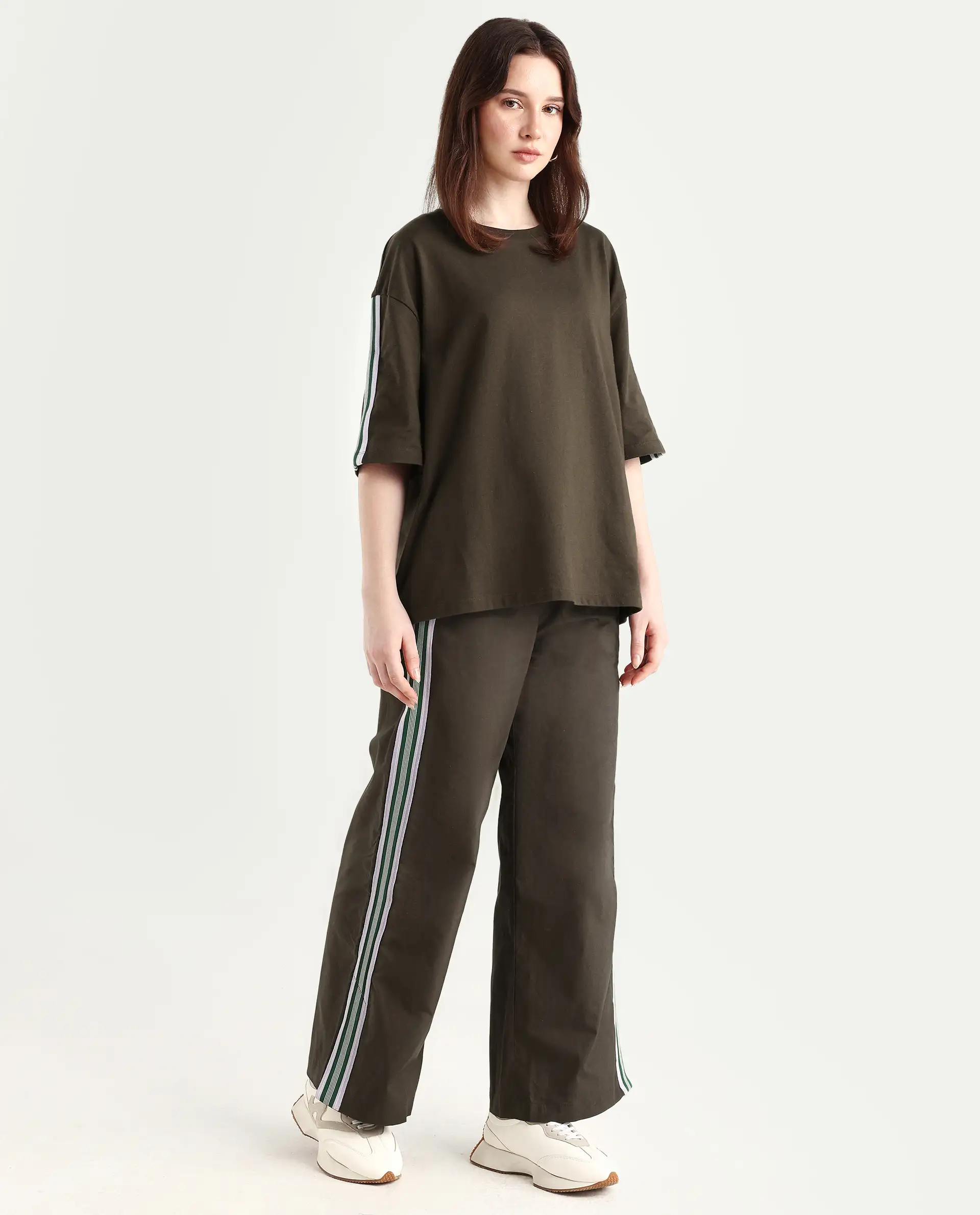 Rareism Women's Nonwen B Brown Cotton Plain Ankle Length Wide Trouser - Image 5