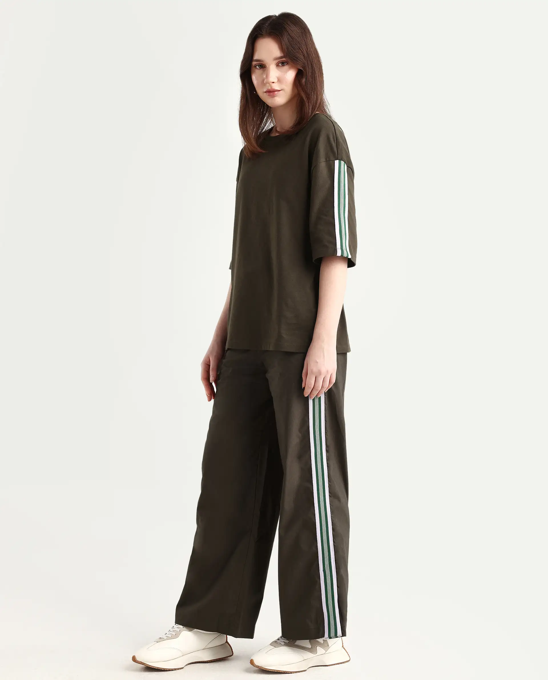 Rareism Women's Nonwen B Brown Cotton Plain Ankle Length Wide Trouser - Image 6