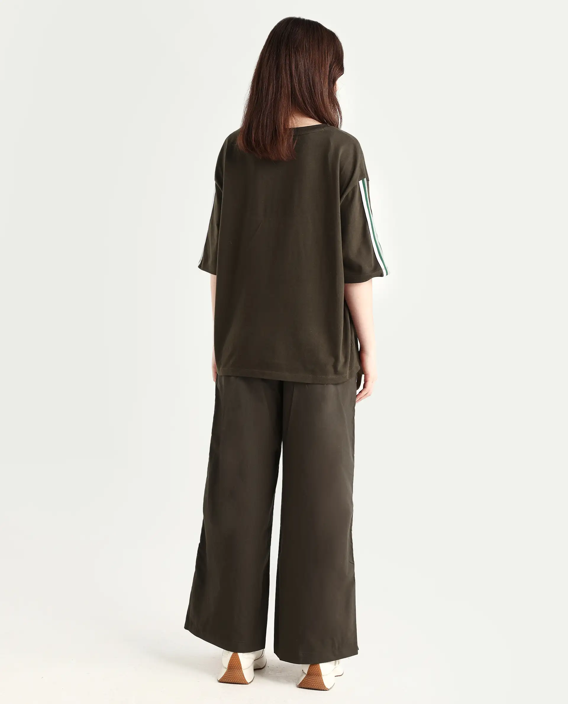 Rareism Women's Nonwen B Brown Cotton Plain Ankle Length Wide Trouser - Image 7