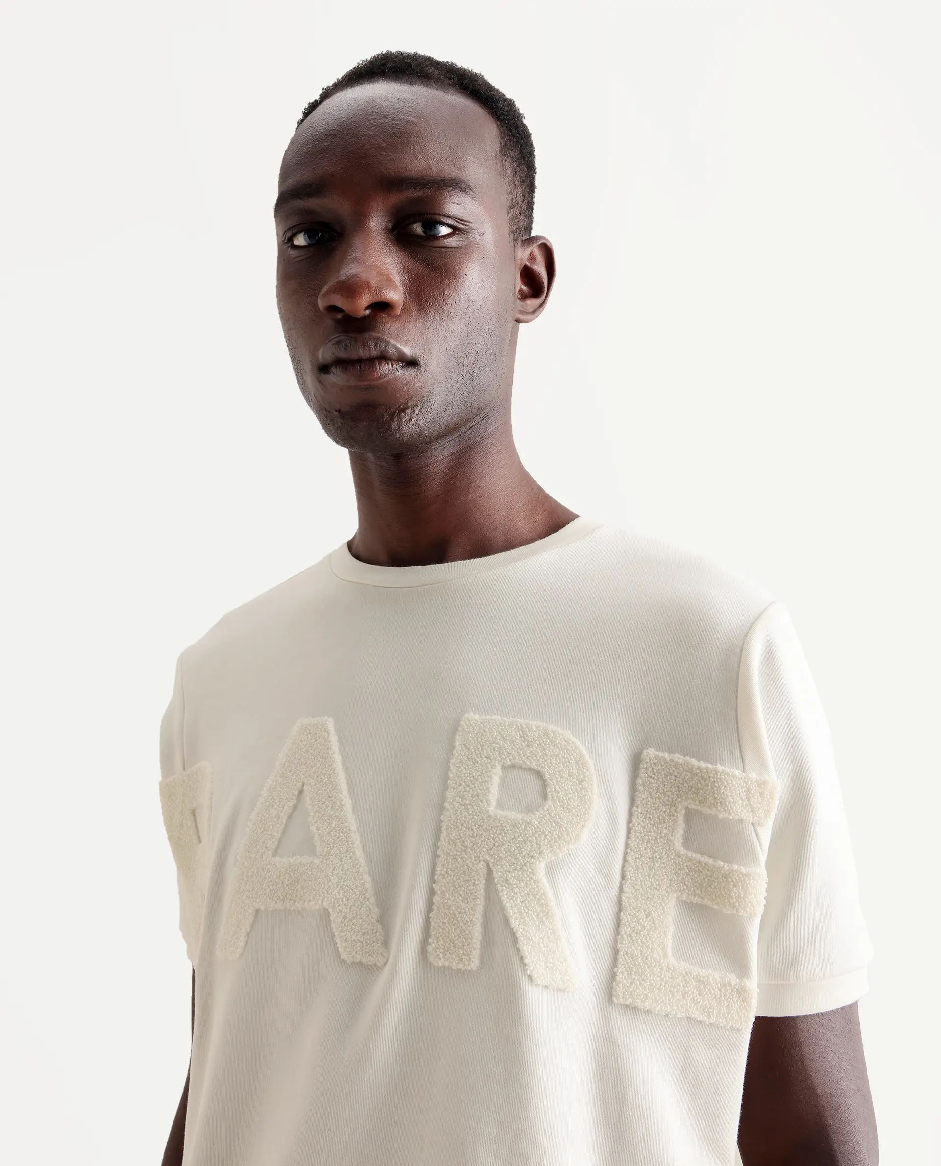 Rare Rabbit Men's Nor-3 Off White Cotton Blend Embroidered Oversized Fit Half Sleeve Crew Neck T-Shirt - Image 3
