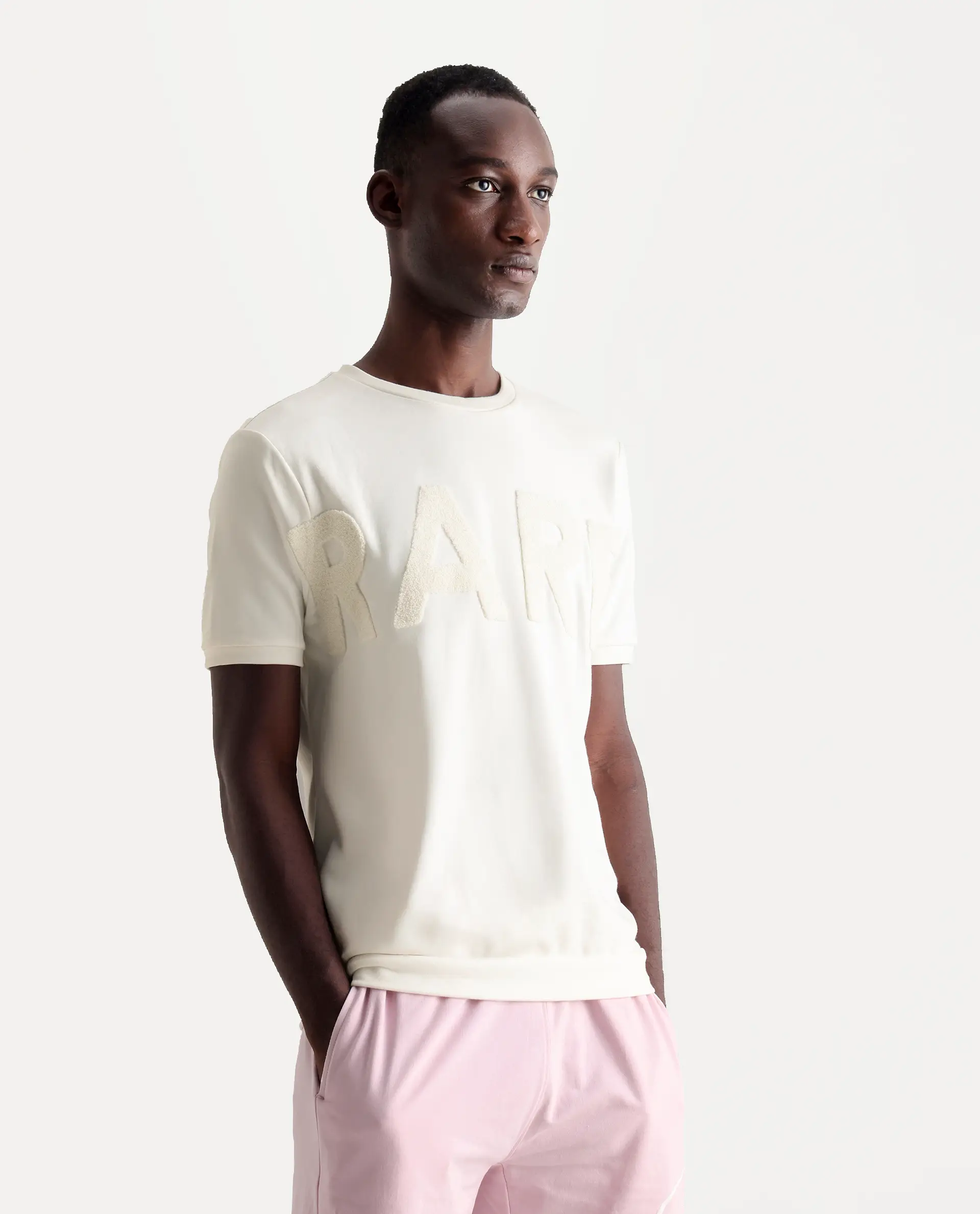 Rare Rabbit Men's Nor-3 Off White Cotton Blend Embroidered Oversized Fit Half Sleeve Crew Neck T-Shirt - Image 6