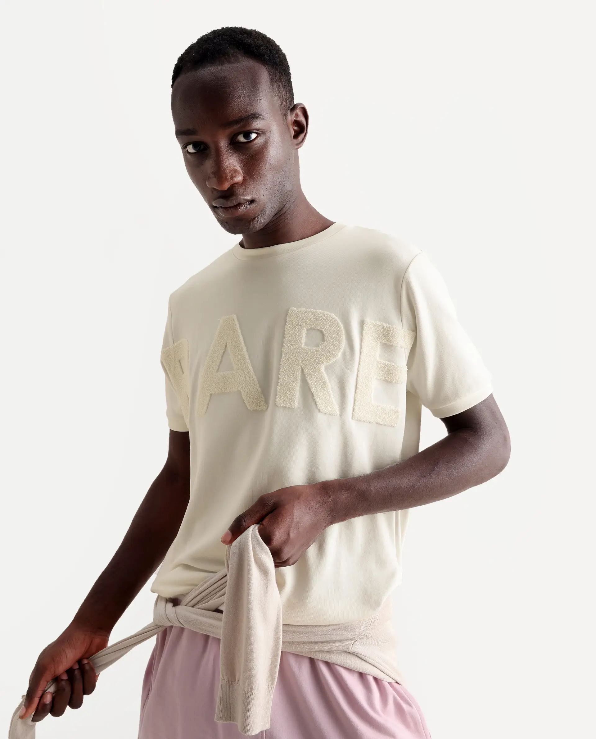 Rare Rabbit Men's Nor-3 Off White Cotton Blend Embroidered Oversized Fit Half Sleeve Crew Neck T-Shirt - Image 7