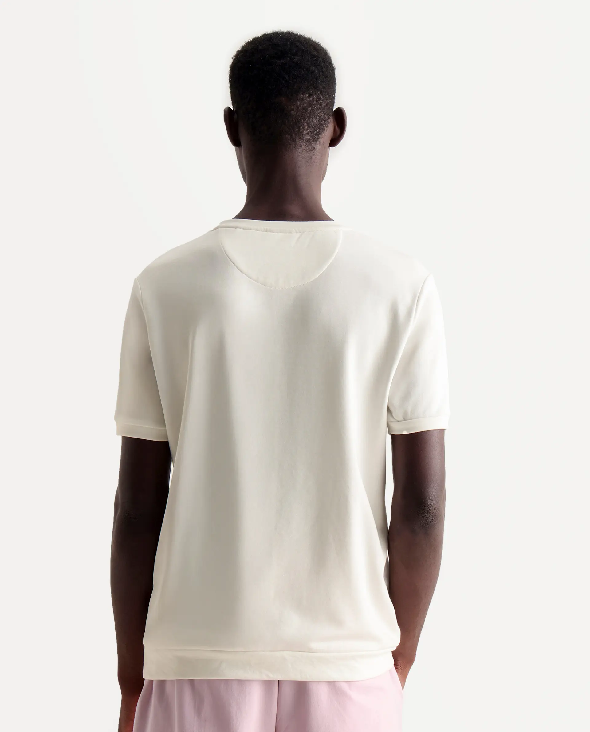 Rare Rabbit Men's Nor-3 Off White Cotton Blend Embroidered Oversized Fit Half Sleeve Crew Neck T-Shirt - Image 8