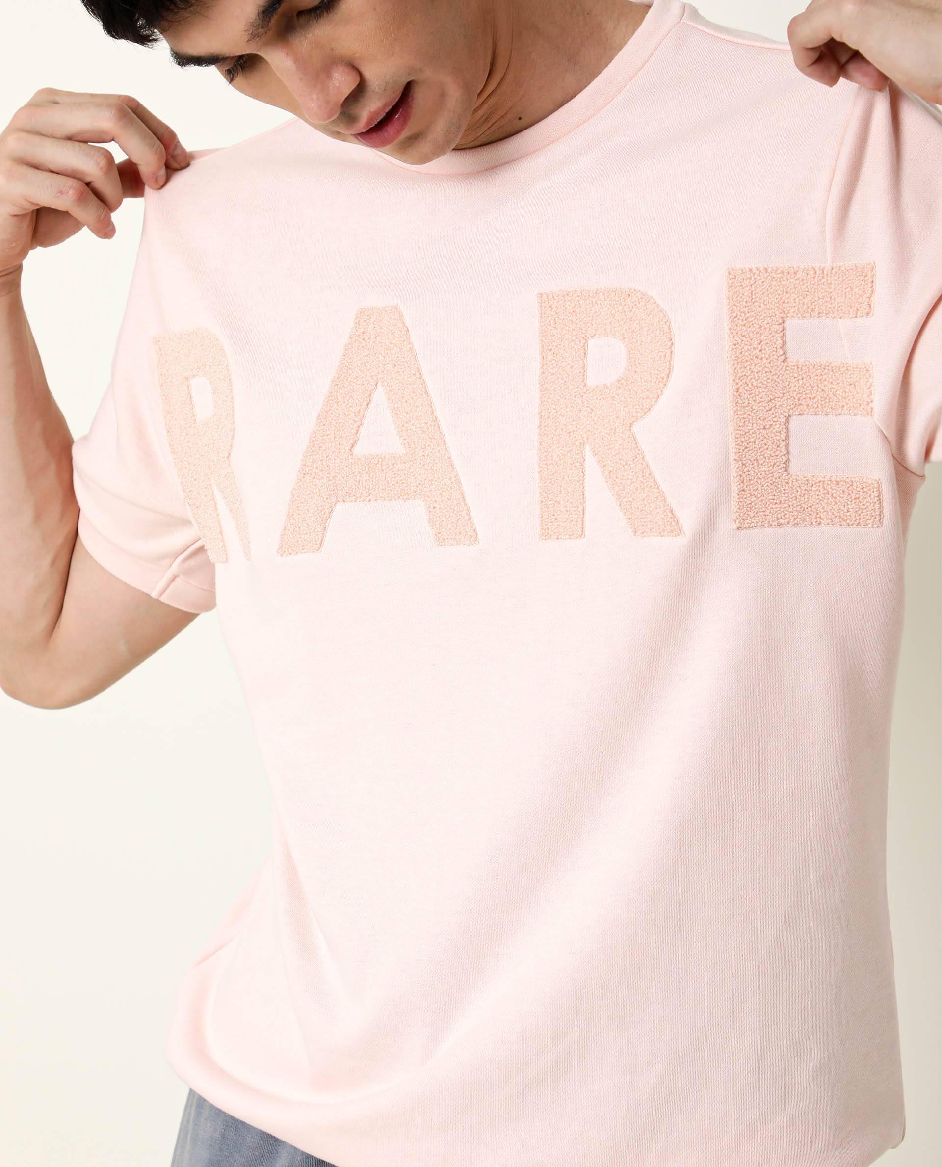 Rare Rabbit Men's Nor Peach Cotton Printed Slim Fit Half Sleeve Crew Neck Sweatshirt - Image 6
