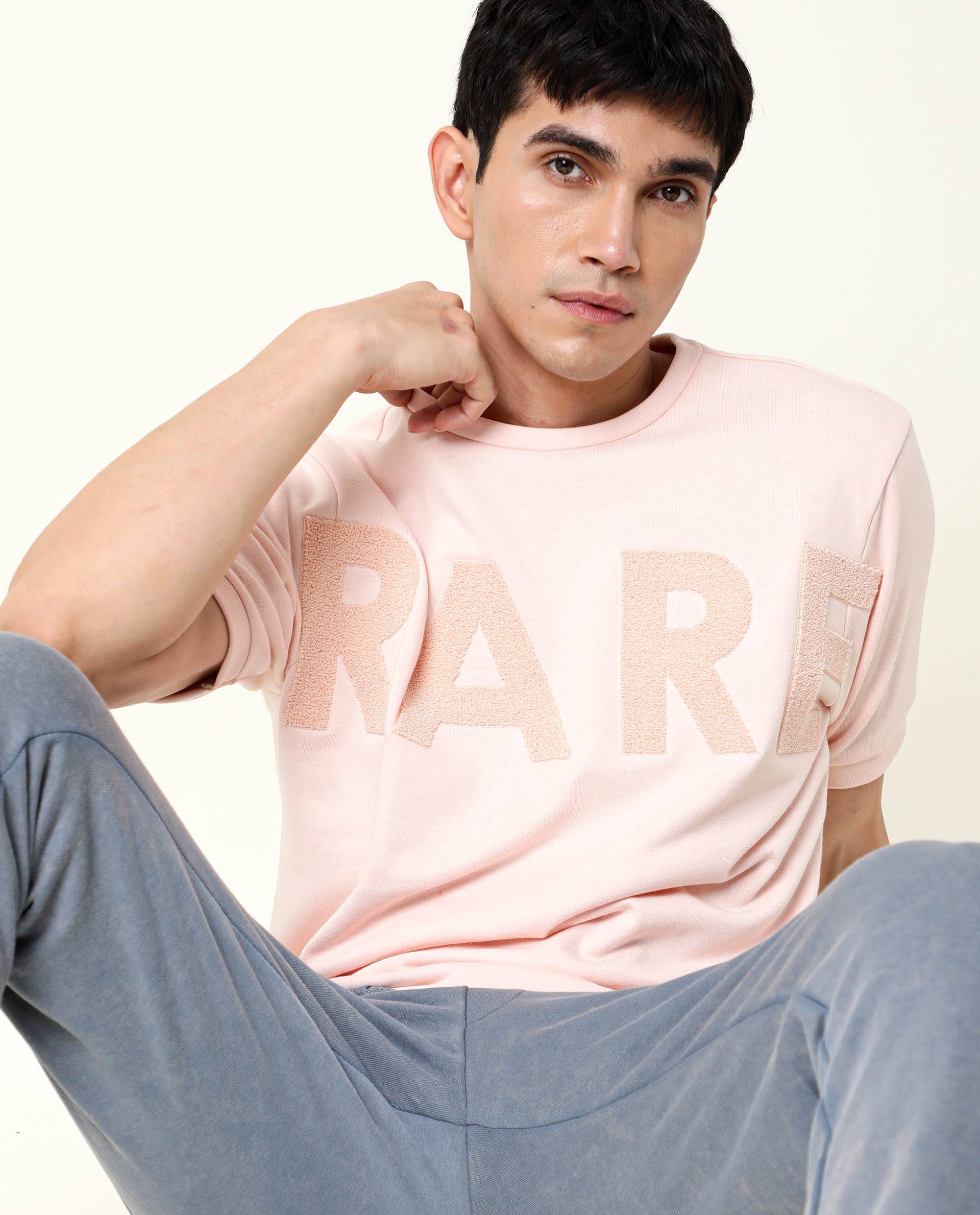 Rare Rabbit Men's Nor Peach Cotton Printed Slim Fit Half Sleeve Crew Neck Sweatshirt - Image 8