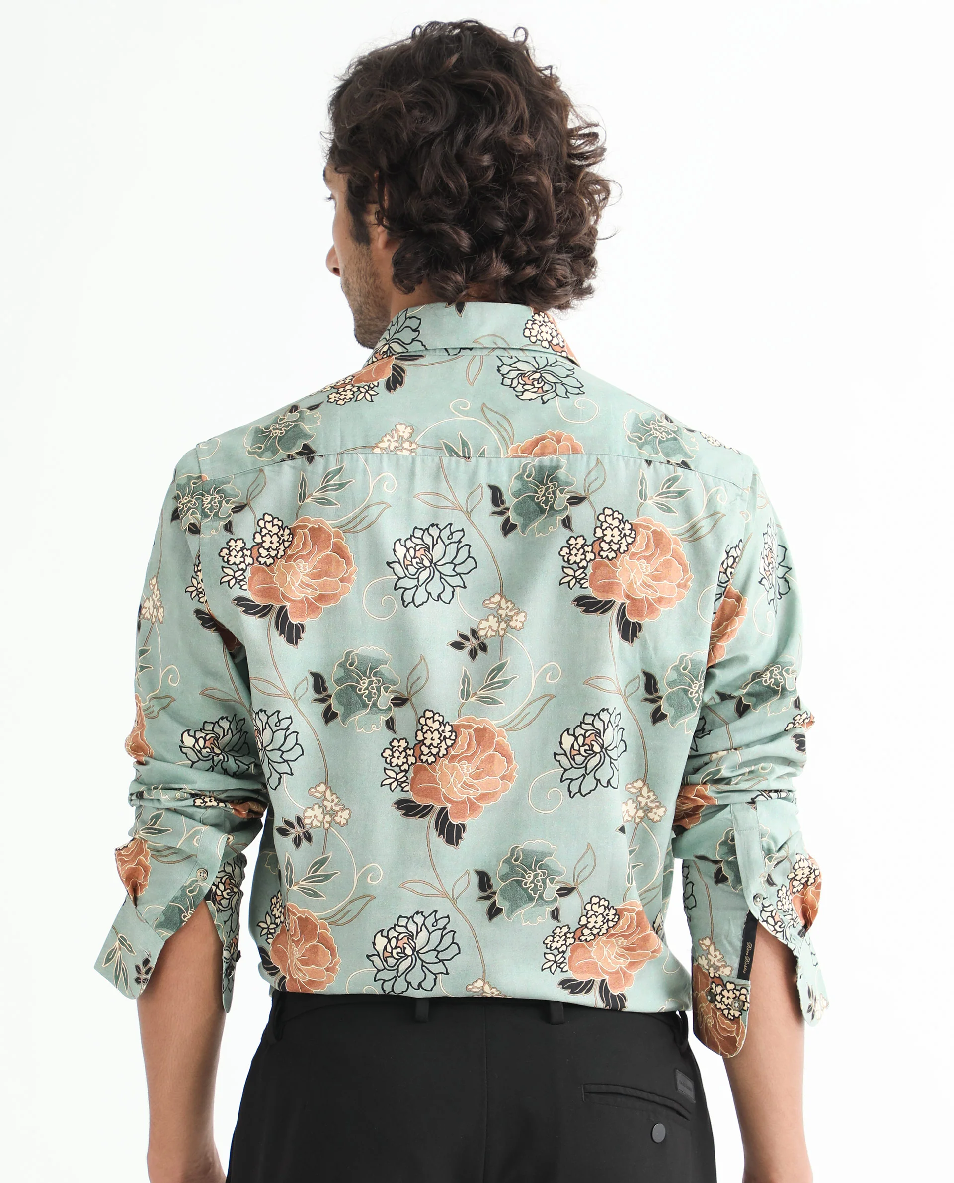 Rare Rabbit Men's Nord Light Green Cotton Floral Print Regular Fit Full Sleeve Collared Shirt - Image 11