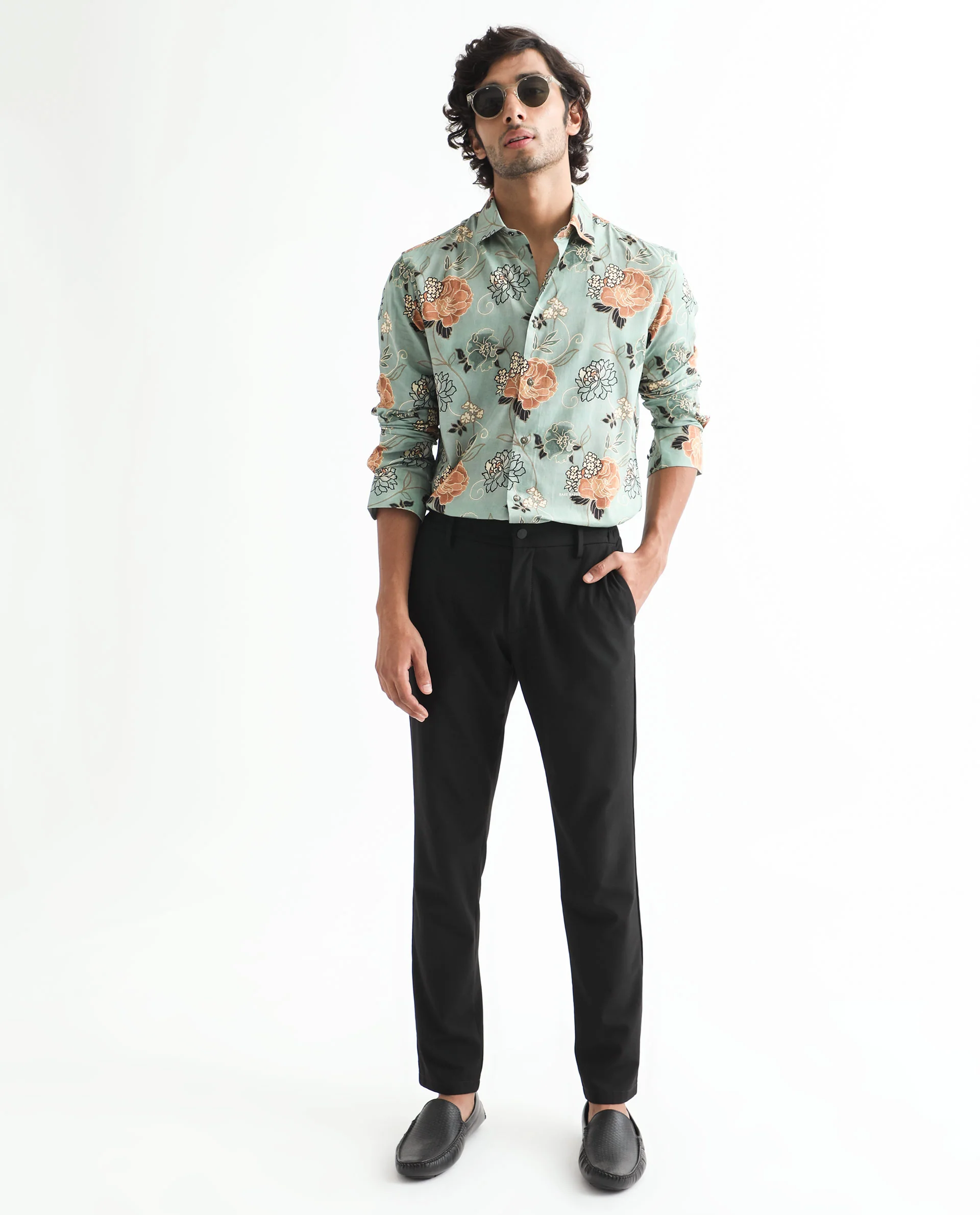 Rare Rabbit Men's Nord Light Green Cotton Floral Print Regular Fit Full Sleeve Collared Shirt - Image 7