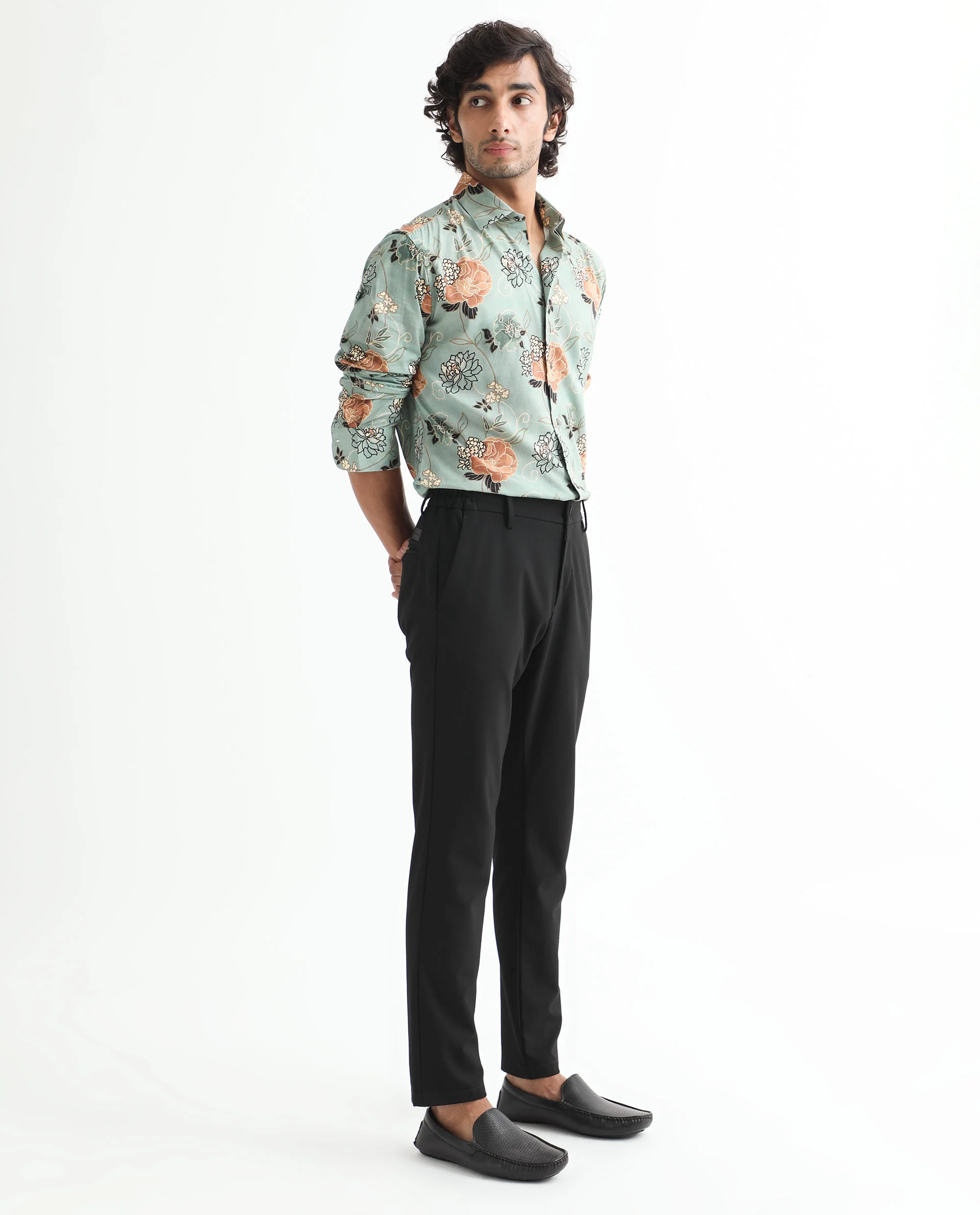 Rare Rabbit Men's Nord Light Green Cotton Floral Print Regular Fit Full Sleeve Collared Shirt - Image 9