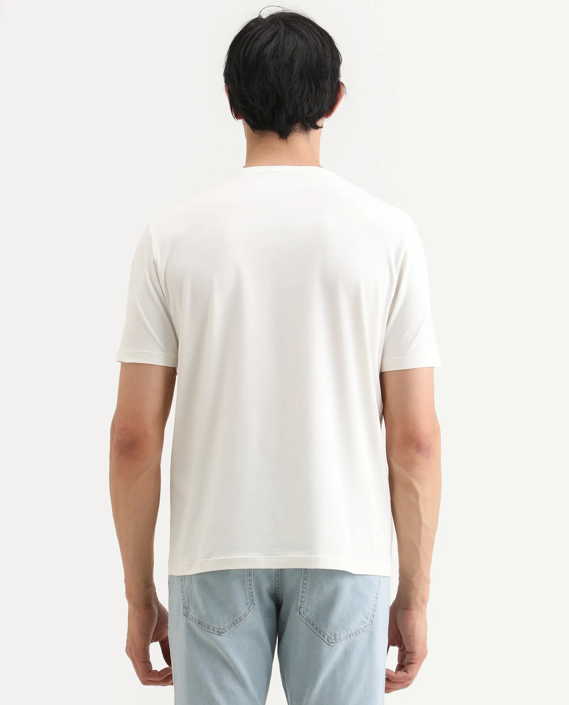 Rare Rabbit Men's Nord White Cotton Blend Fabric Half Sleeve Crew Neck Regular Fit Graphic Print T-Shirt - Image 7