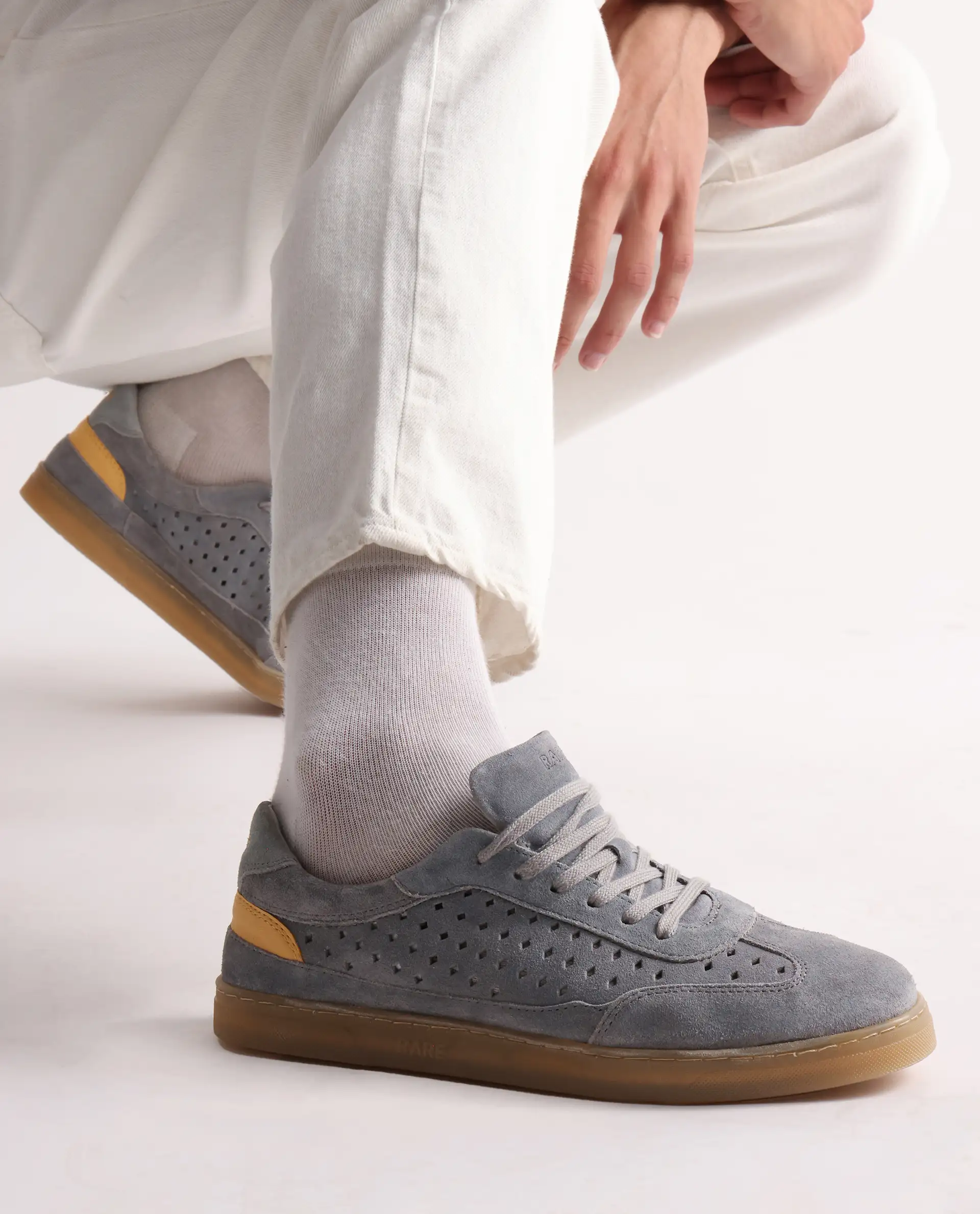Rare Rabbit Men Norma Grey Suede Lace-Up Closure Sneaker - Image 2
