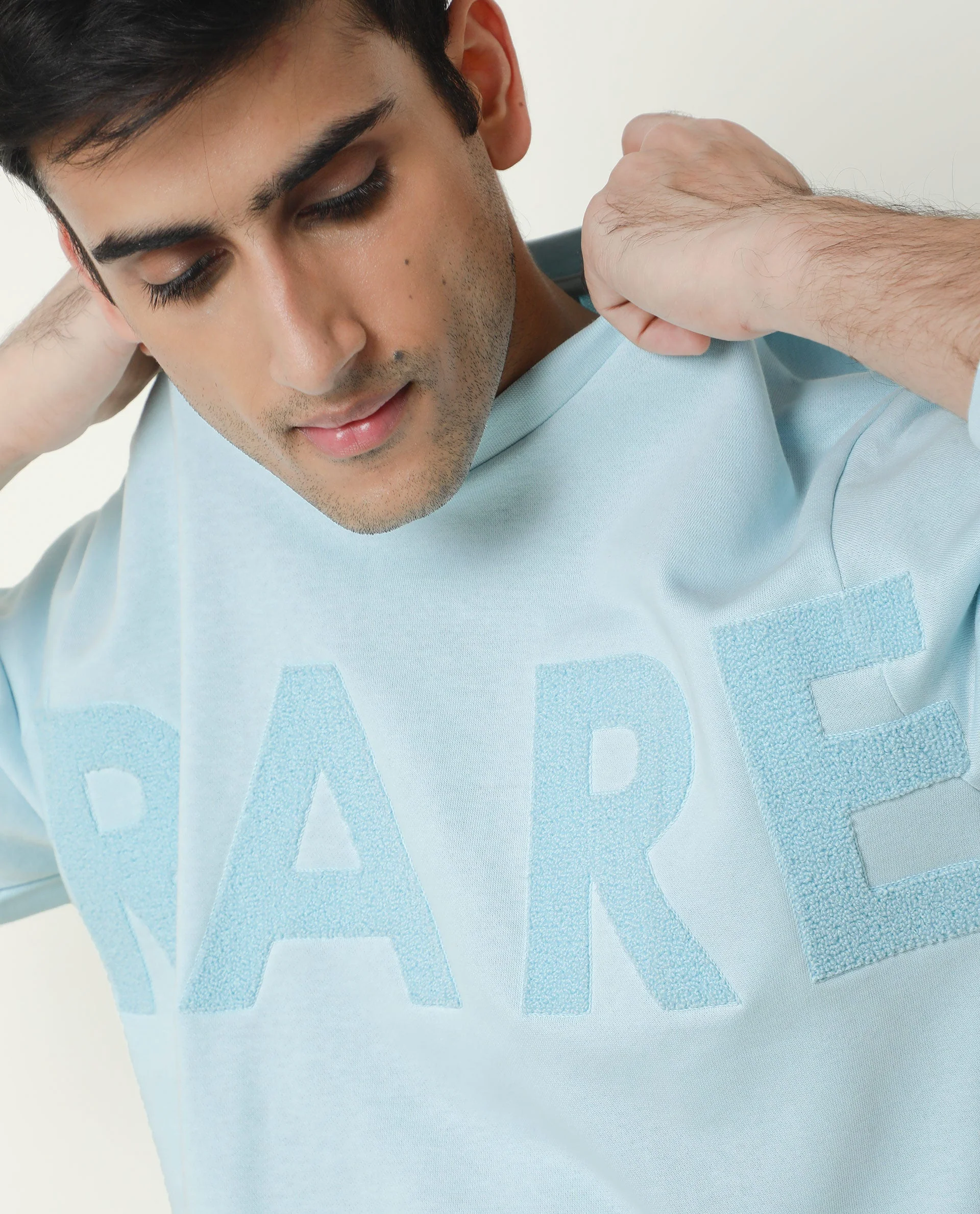 Rare Rabbit Men's Norman Blue Plain Regular Fit Full Sleeve Crew Neck Sweatshirt - Image 7