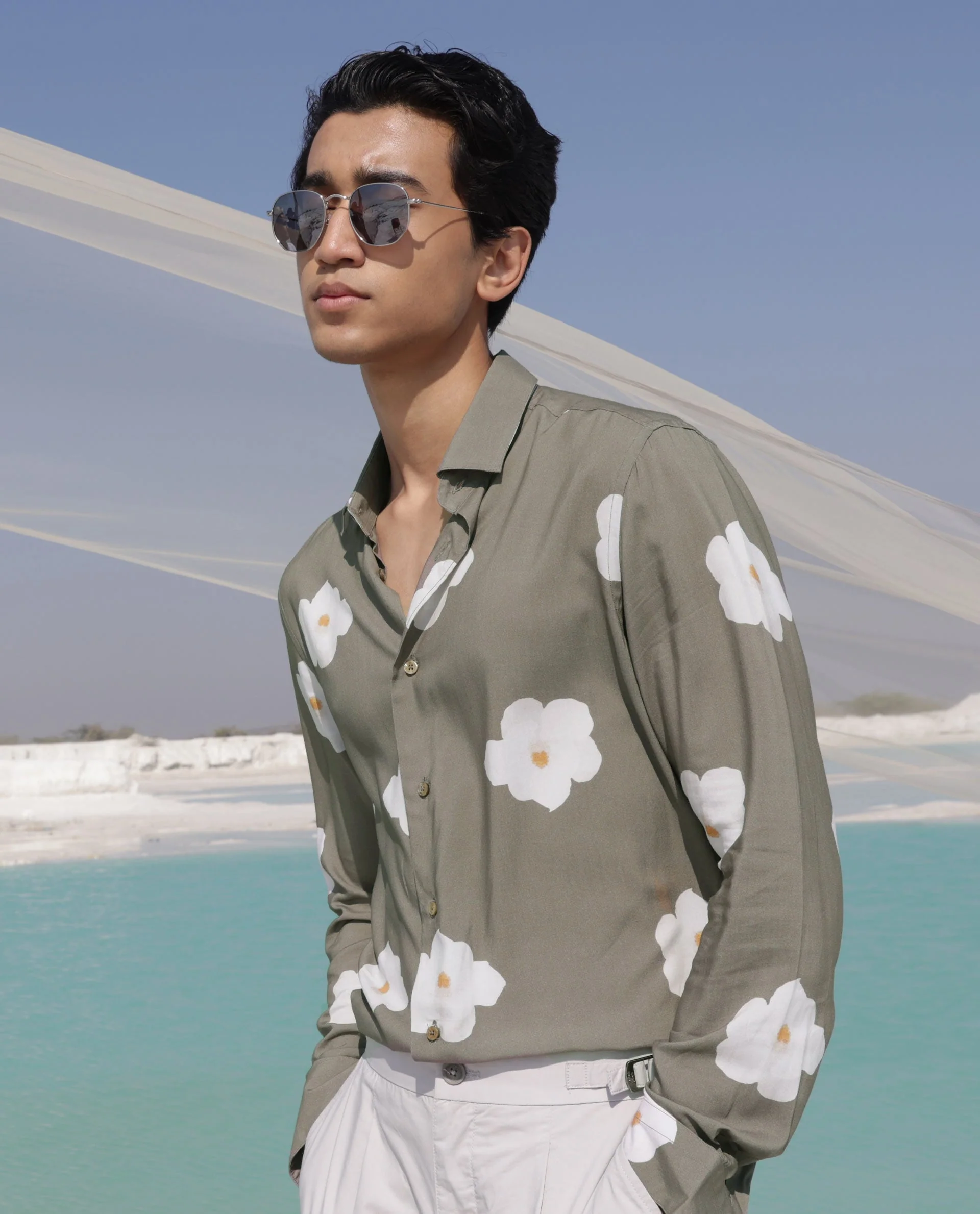 Rare Rabbit Men's Norton Olive Cotton Floral Print Regular Fit Full Sleeve Collared Shirt - Image 2