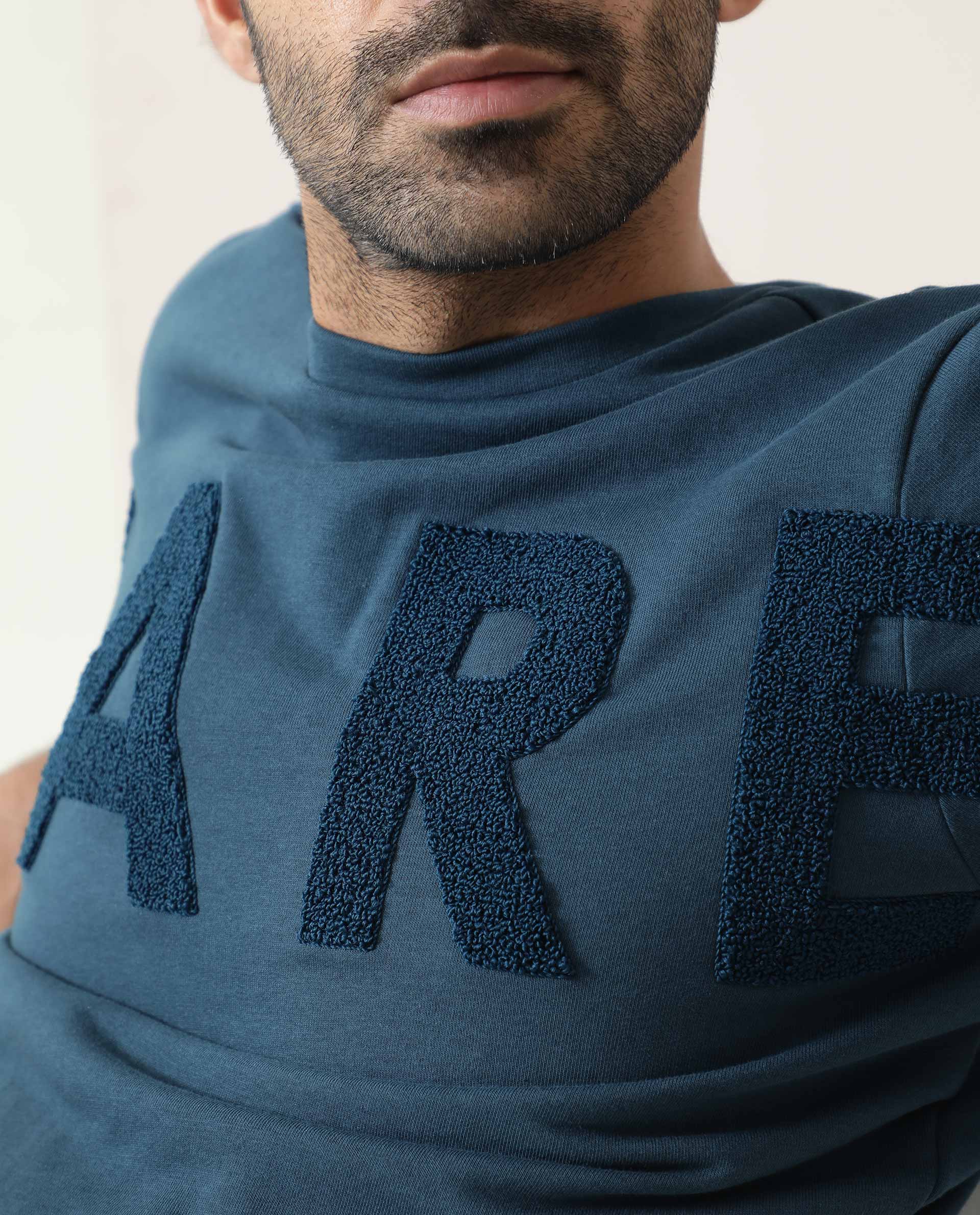 Rare Rabbit Men's Nory Petrol Cotton Slim Fit Half Sleeve Crew Neck T-Shirt - Image 6