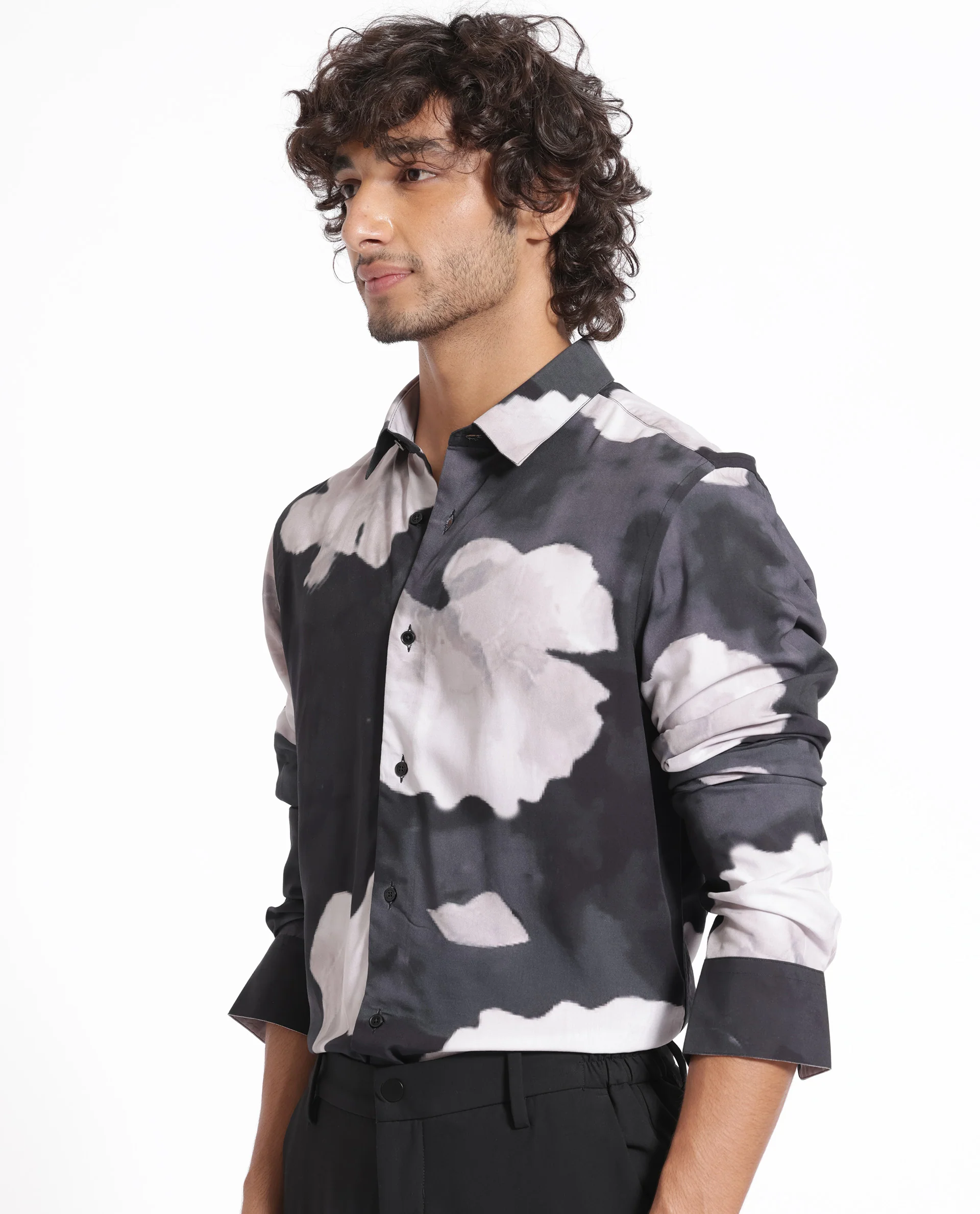 Rare Rabbit Men's Noten Black Viscose Floral Print Regular Fit Full Sleeve Collared Shirt - Image 8