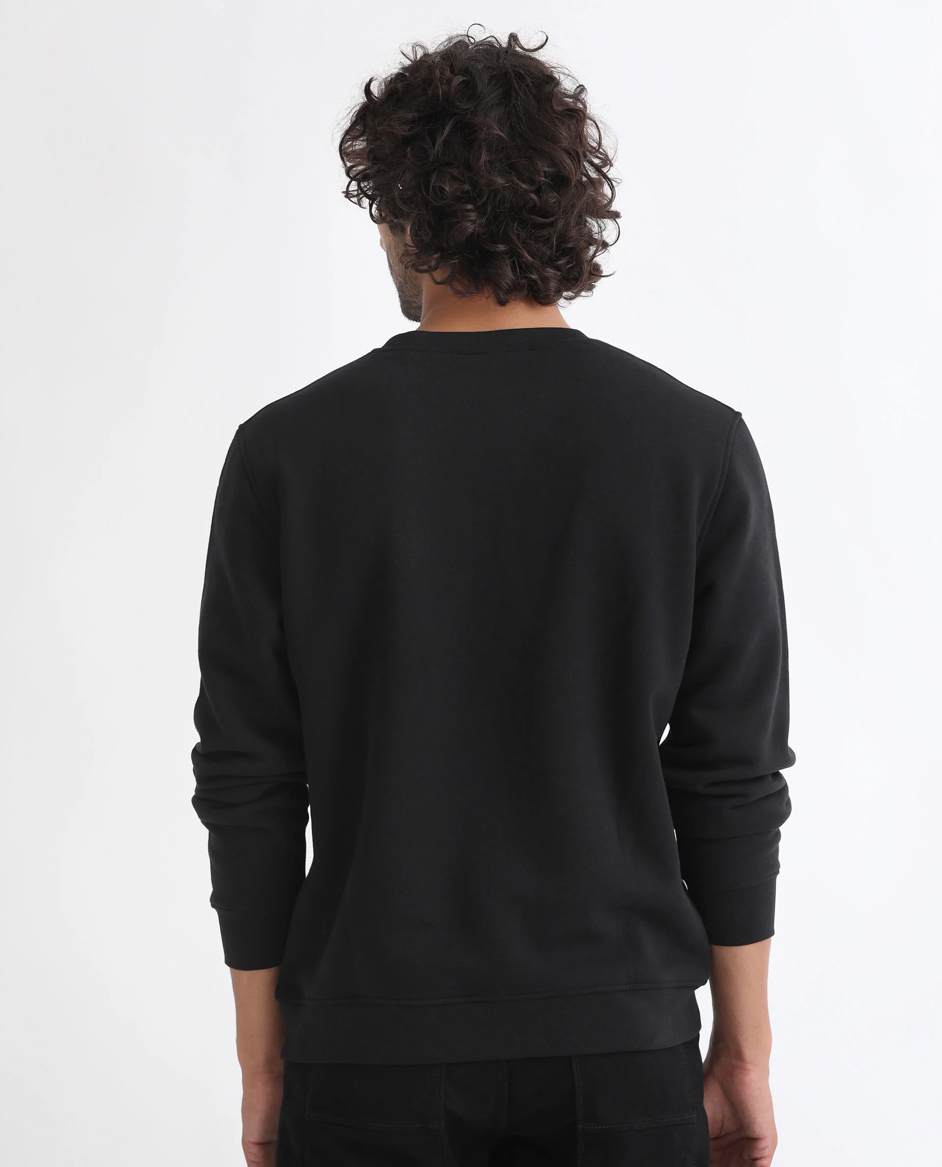 Rare Rabbit Men's Notic Black Cotton Floral Print Relaxed Fit Full Sleeve Crew Neck Sweatshirt - Image 9