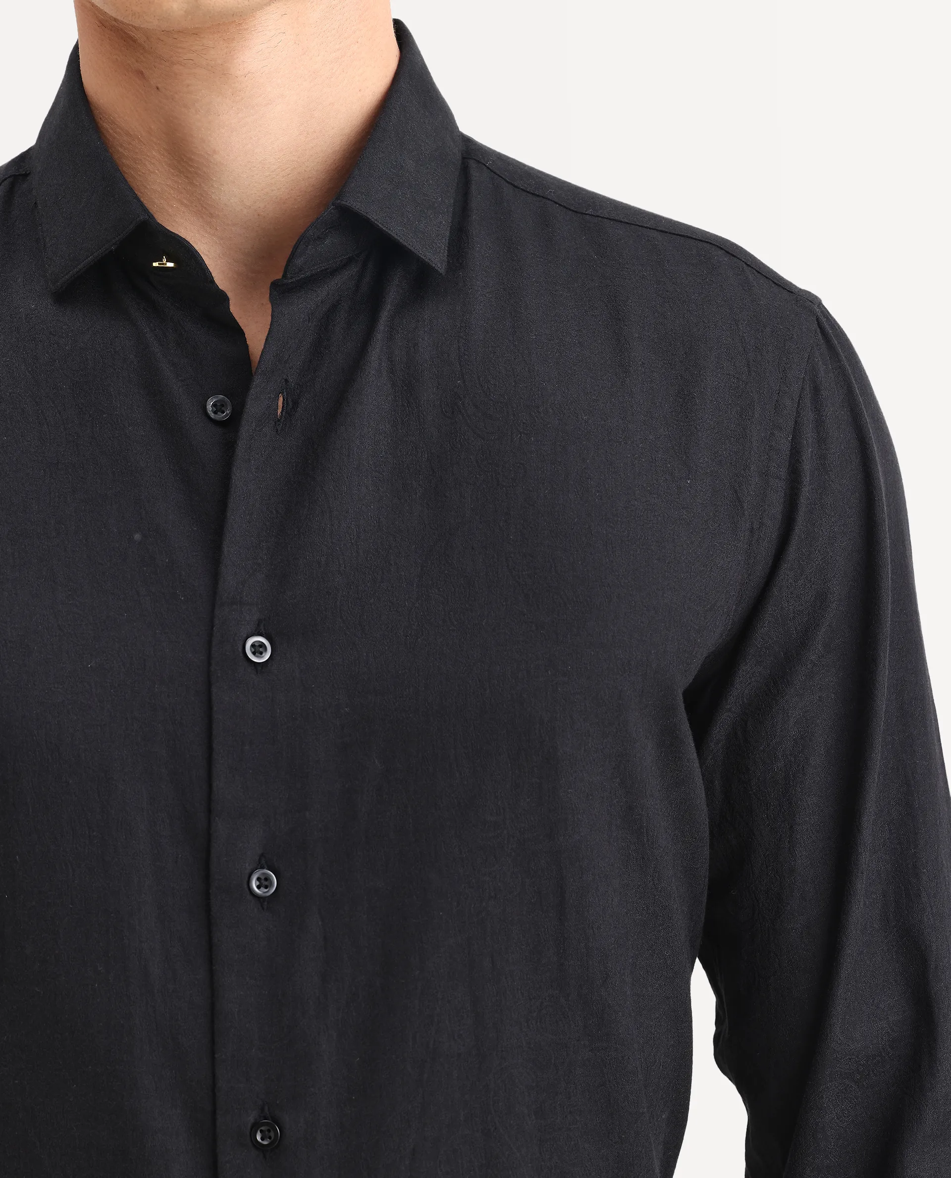 Rare Rabbit Men's Guild Statement Notum Black Cotton Plain Regular Fit Full Sleeve Collared Shirt - Image 3