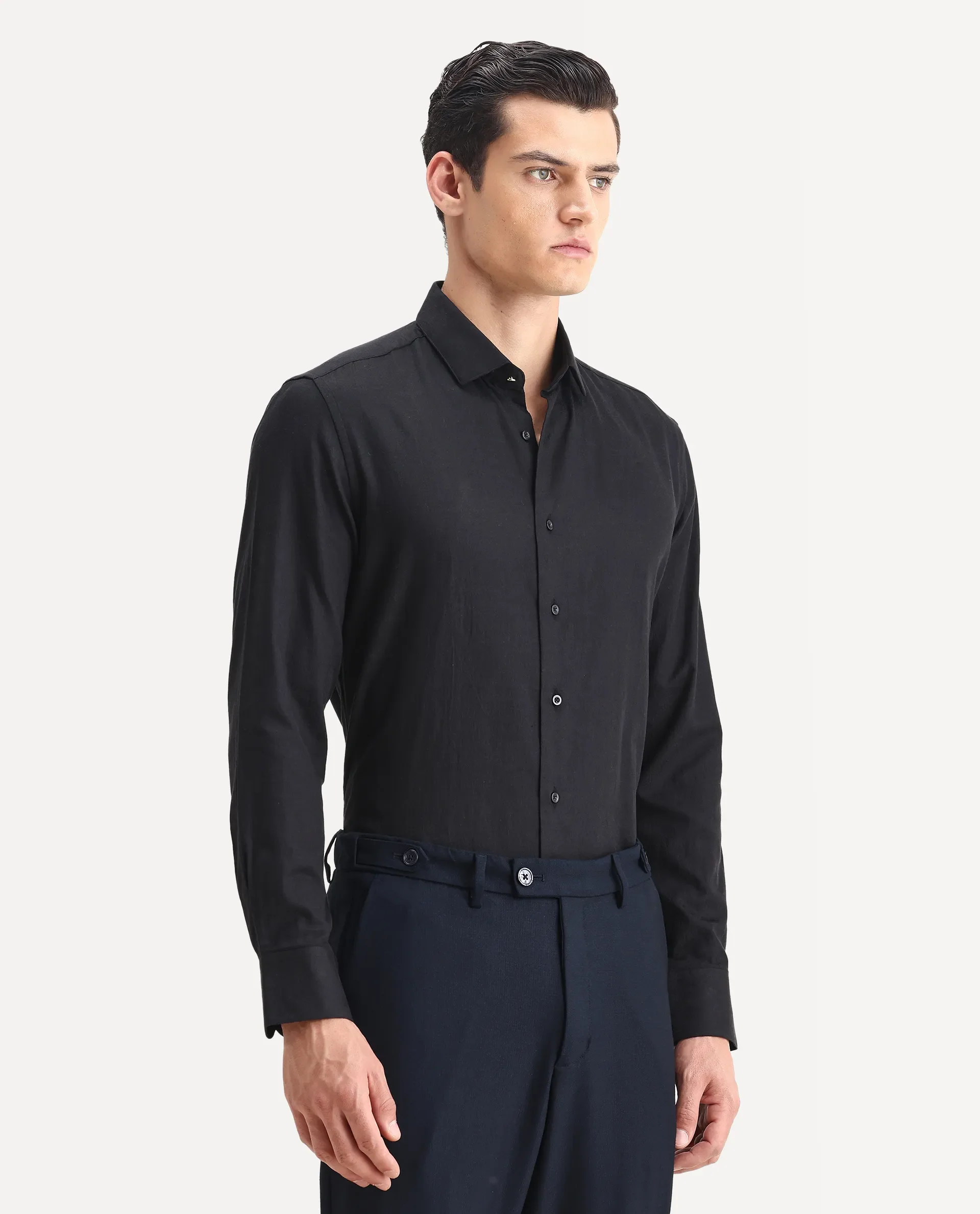 Rare Rabbit Men's Guild Statement Notum Black Cotton Plain Regular Fit Full Sleeve Collared Shirt - Image 6