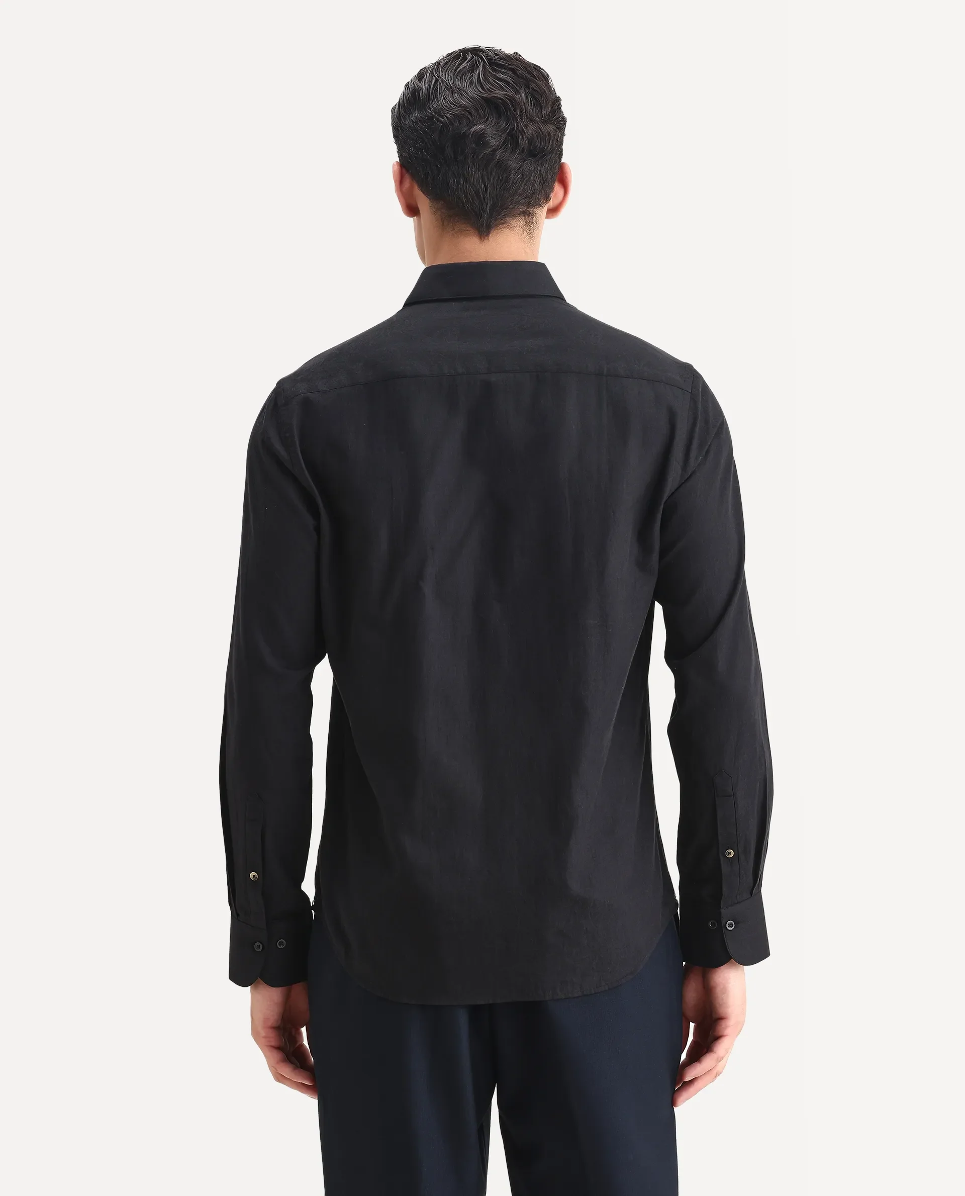 Rare Rabbit Men's Guild Statement Notum Black Cotton Plain Regular Fit Full Sleeve Collared Shirt - Image 7