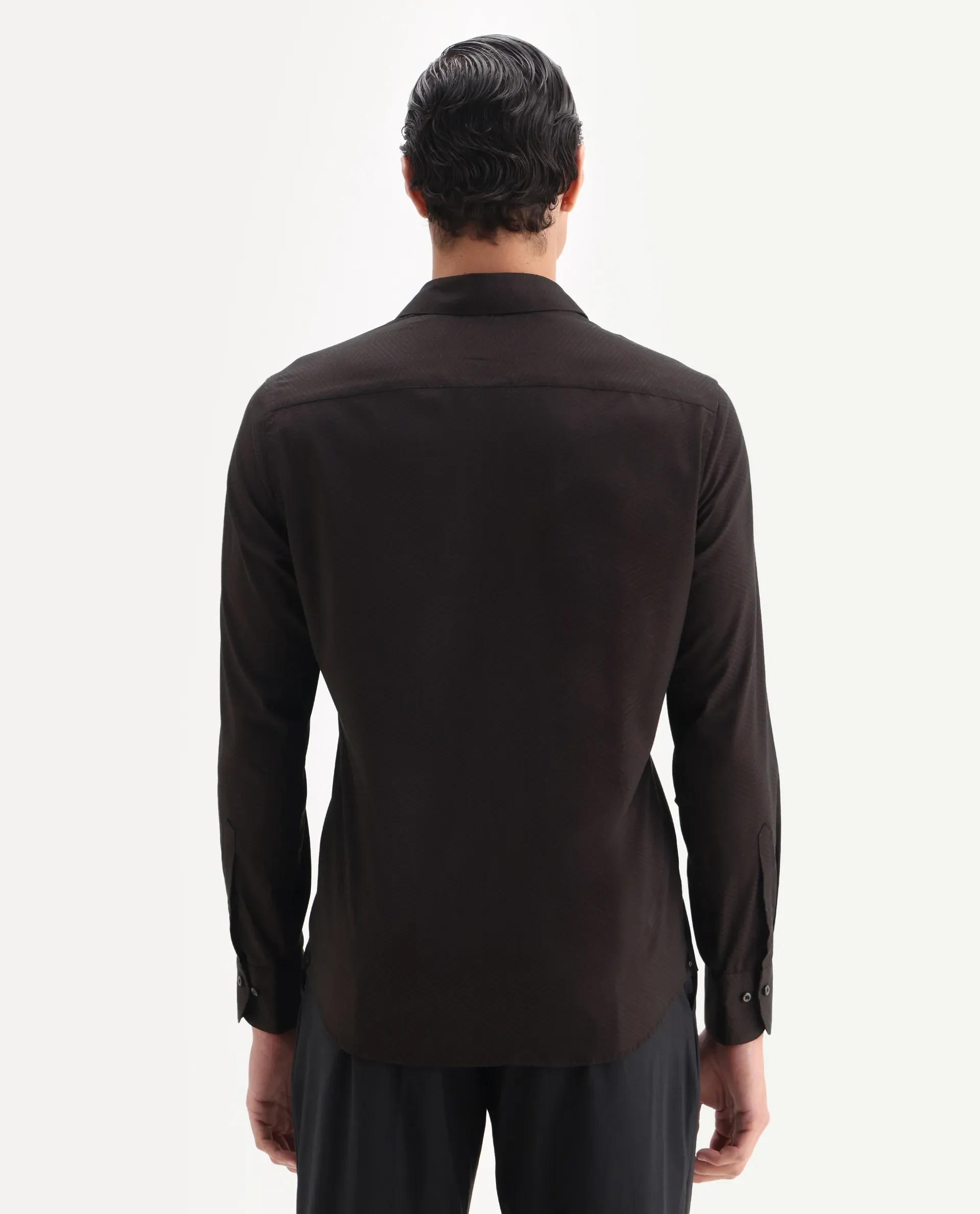 Rare Rabbit Men's Nova Dark Maroon Cotton Fabric Full Sleeve Collared Neck Geometric Print Shirt - Image 7