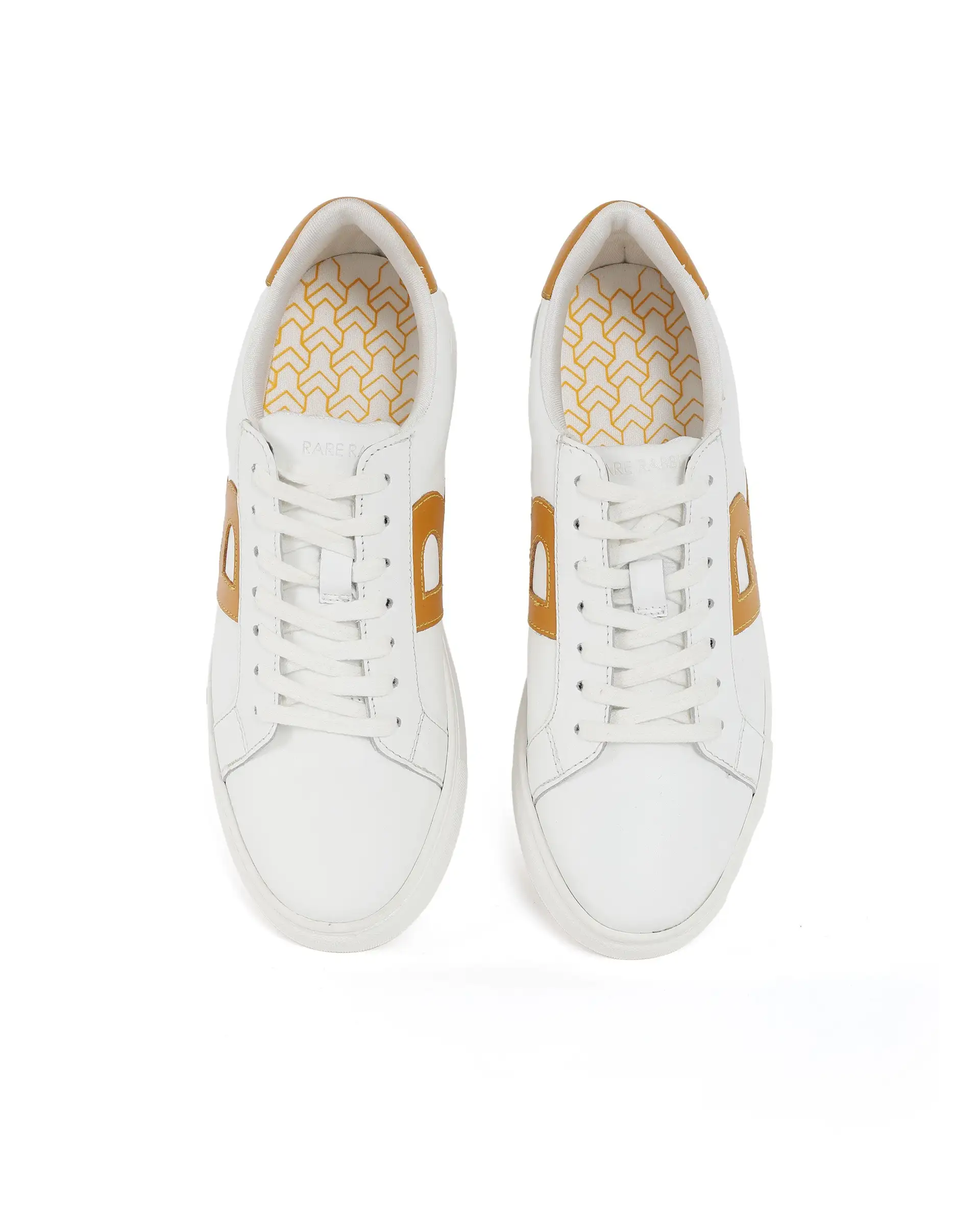 Rare Rabbit Men's Nova Mustard Round Toe Smart Casual Low-Top Lace-Up Logo Branding Sneaker Shoes - Image 4