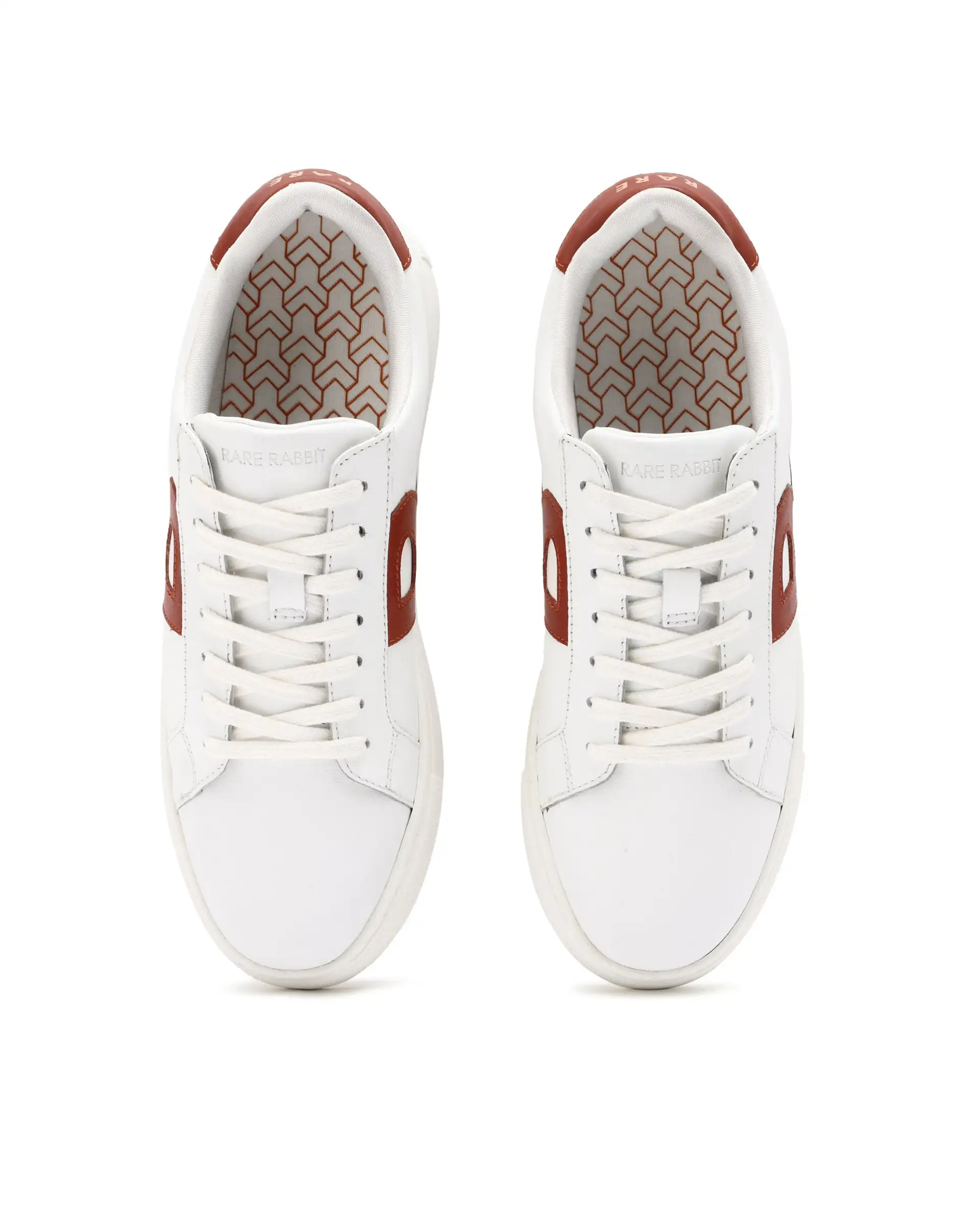 Rare Rabbit Men's Nova White Round Toe Smart Casual Low-Top Lace-Up Logo Branding Sneaker Shoes - Image 4