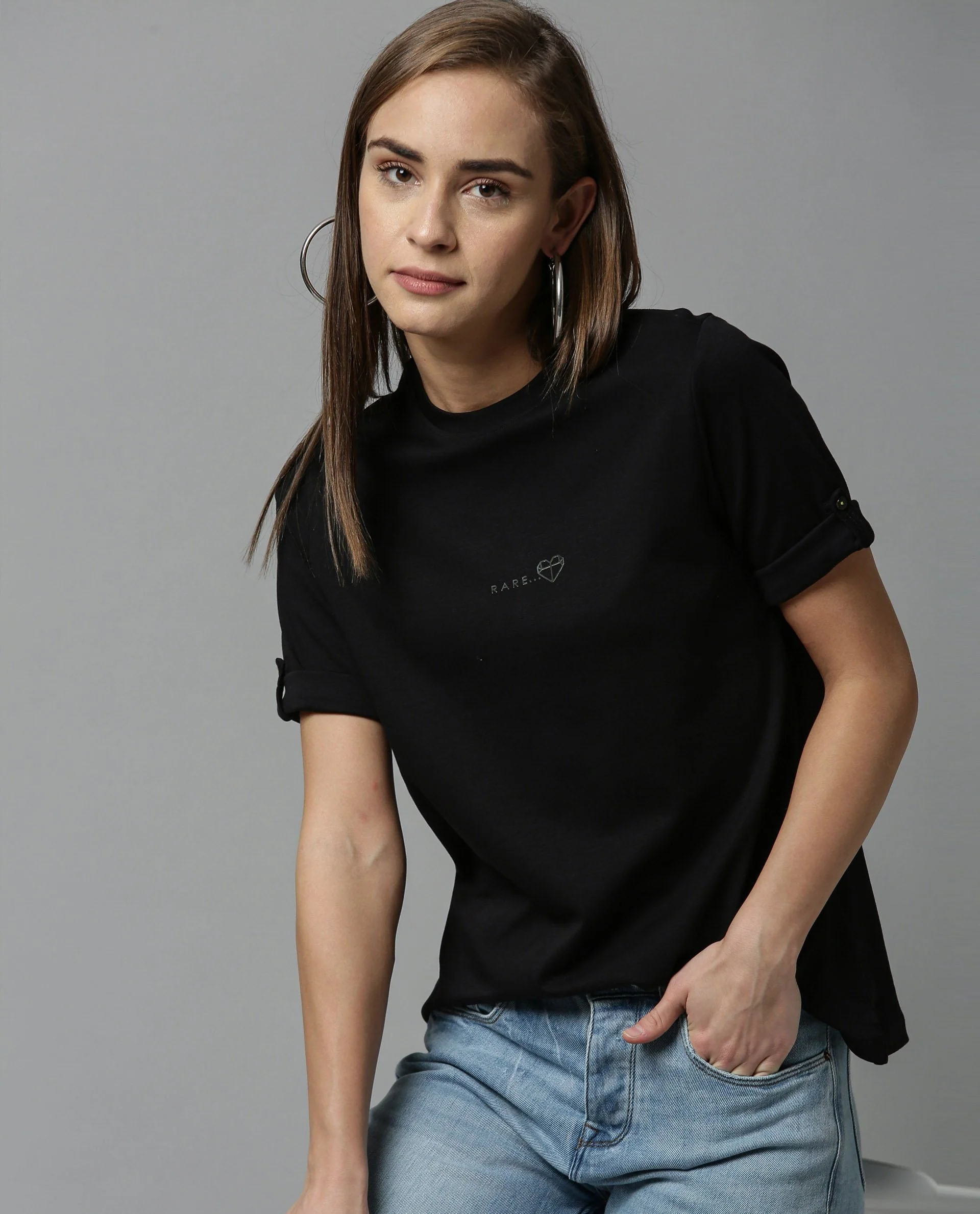 Rareism Women Nova Tee Black Top Short Sleeves - Image 2