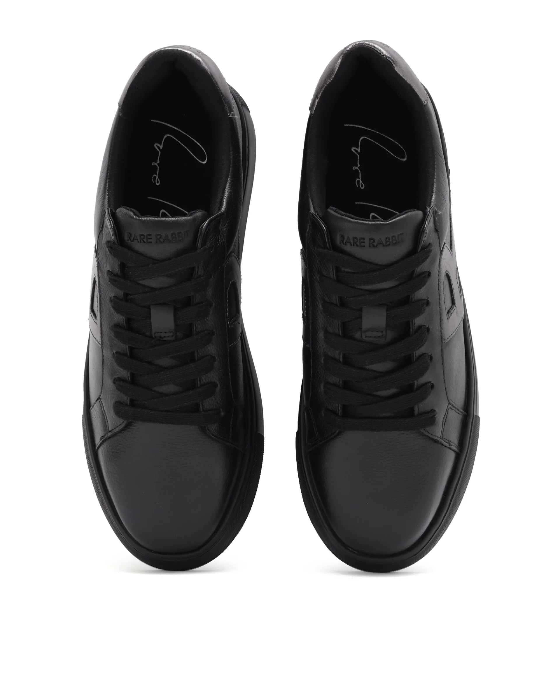 Rare Rabbit Men's Nova Pro Metallic Black Patent Leather Low-Top Lace-Up Sneaker Shoes - Image 4