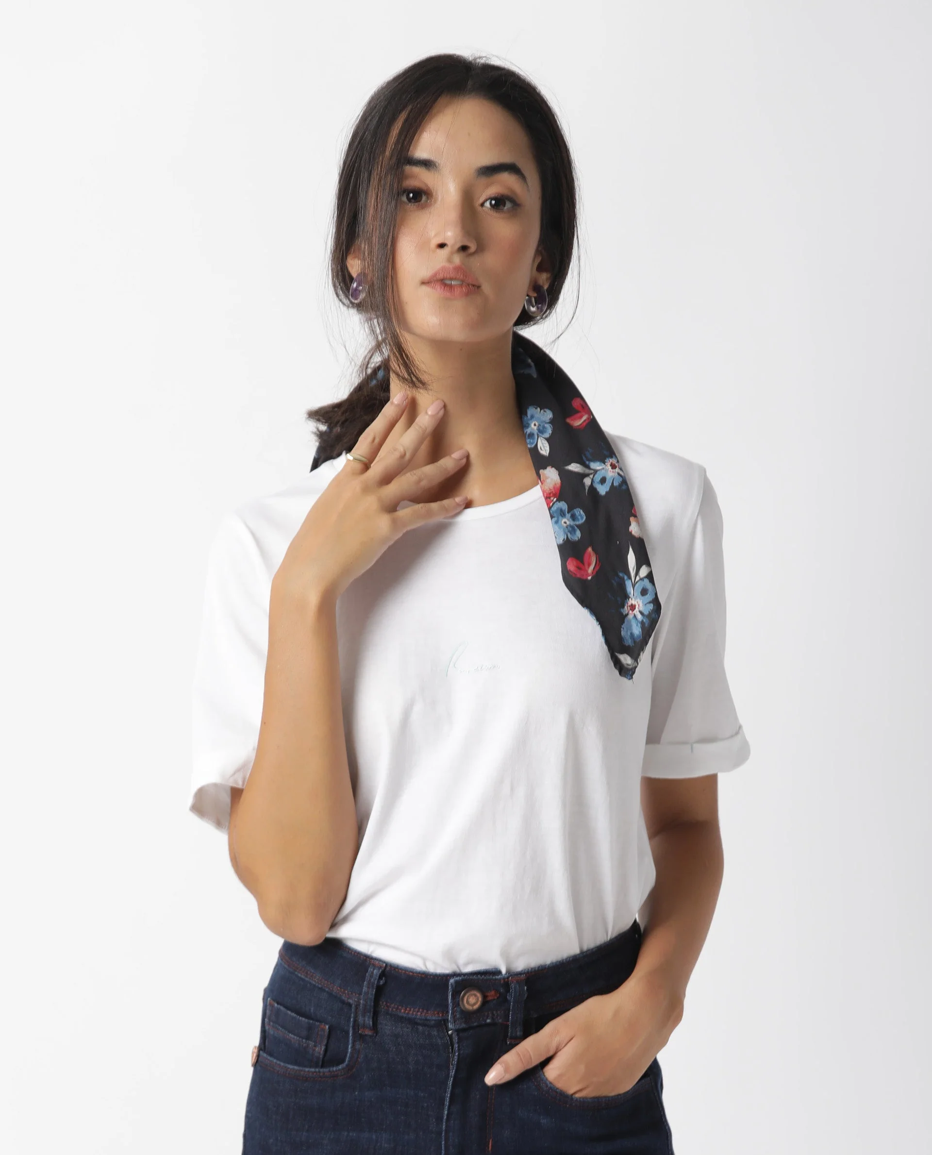 Rareism Women's Nova Tee 2 White Cotton Blend Crew Neck Plain Regular Fit T-Shirt - Image 3