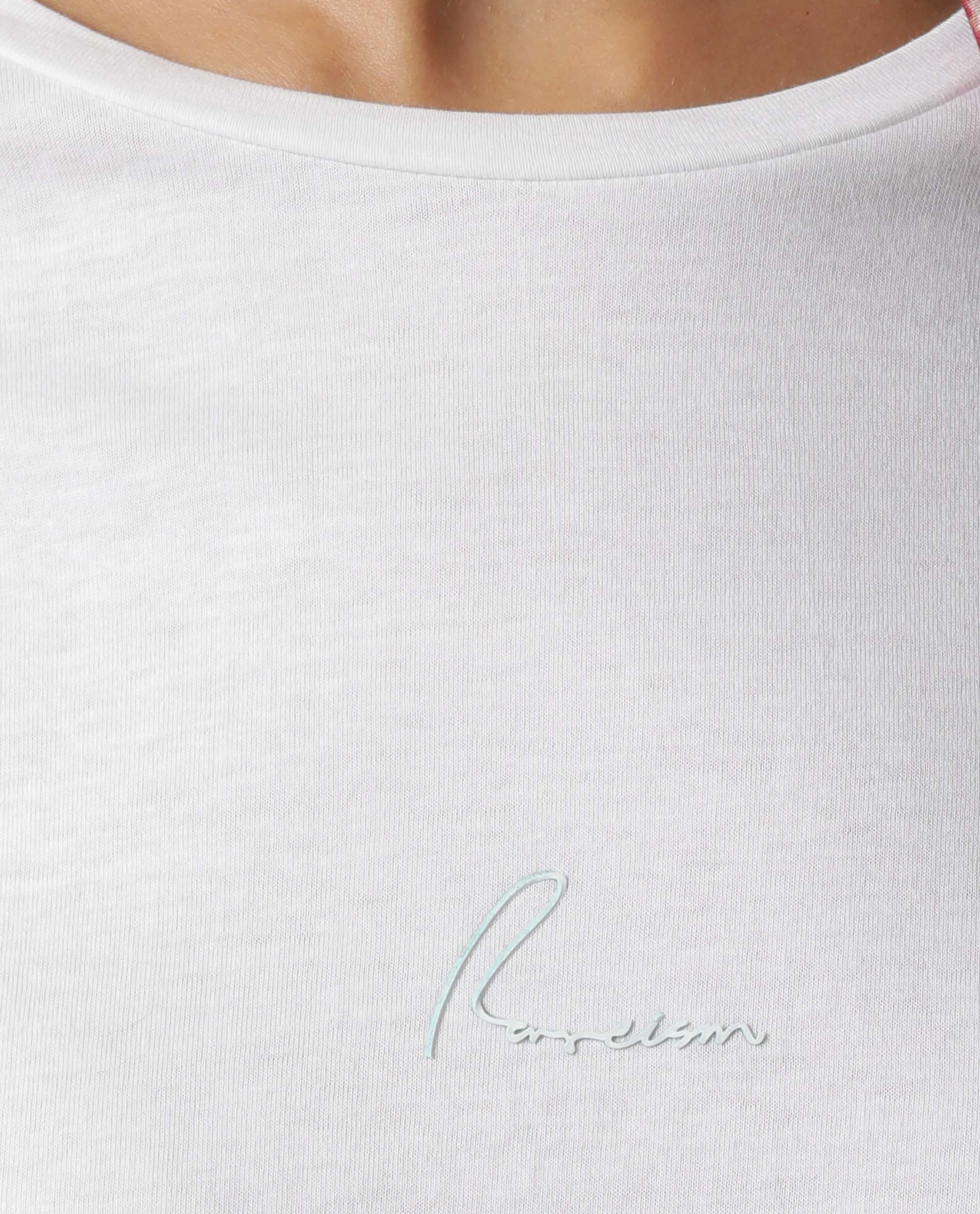Rareism Women's Nova Tee 2 White Cotton Blend Crew Neck Plain Regular Fit T-Shirt - Image 5