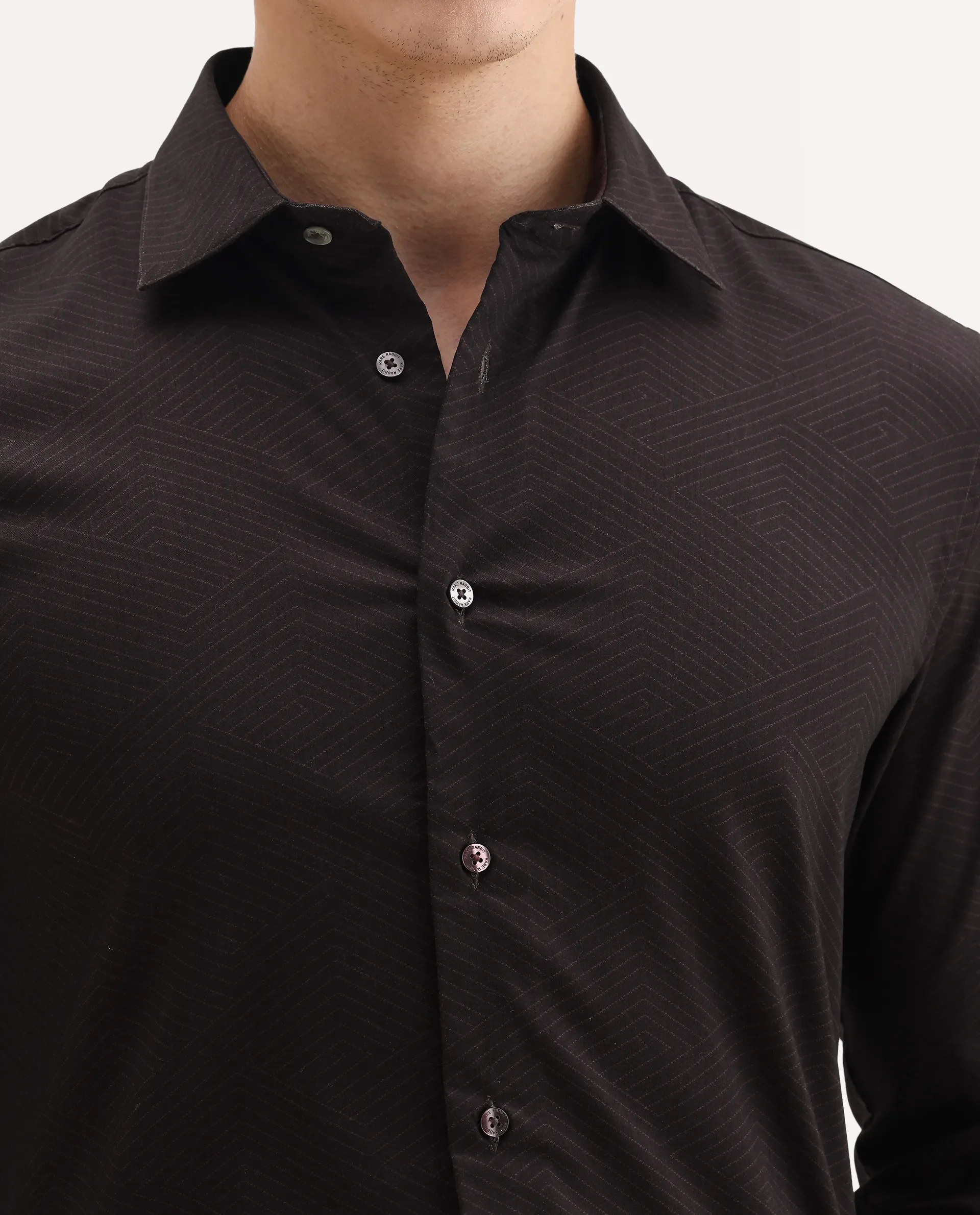 Rare Rabbit Men's Noven Maroon Cotton Geometric Print Regular Fit Full Sleeve Collared Shirt - Image 3