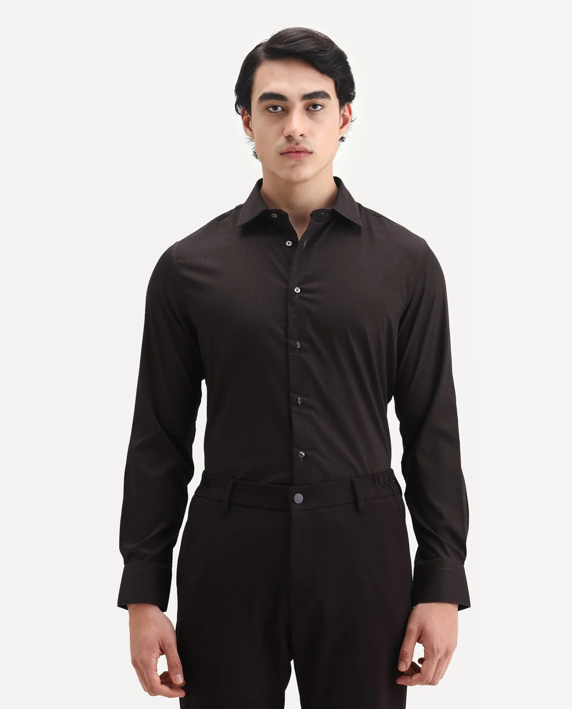 Rare Rabbit Men's Noven Maroon Cotton Geometric Print Regular Fit Full Sleeve Collared Shirt - Image 4
