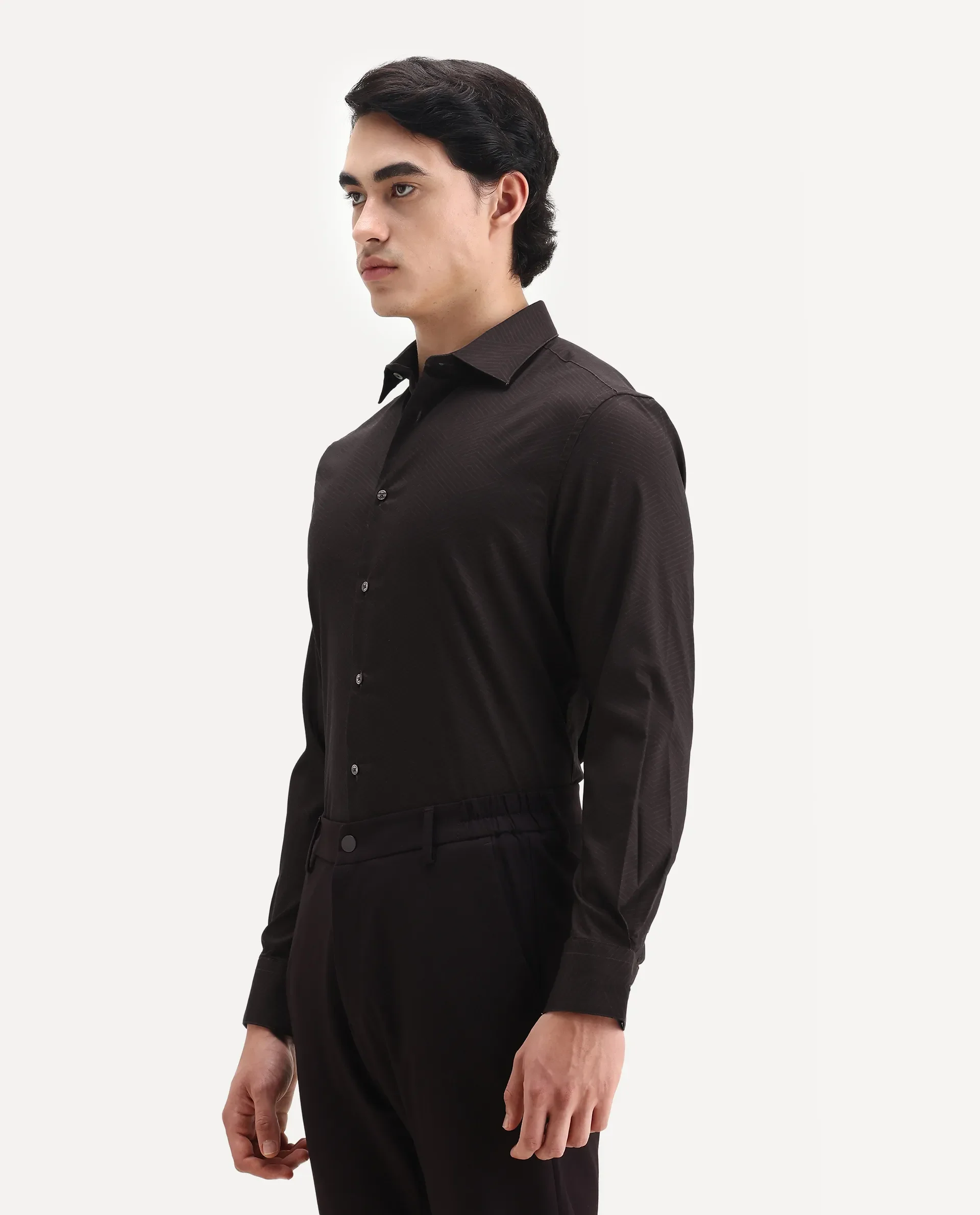Rare Rabbit Men's Noven Maroon Cotton Geometric Print Regular Fit Full Sleeve Collared Shirt - Image 5