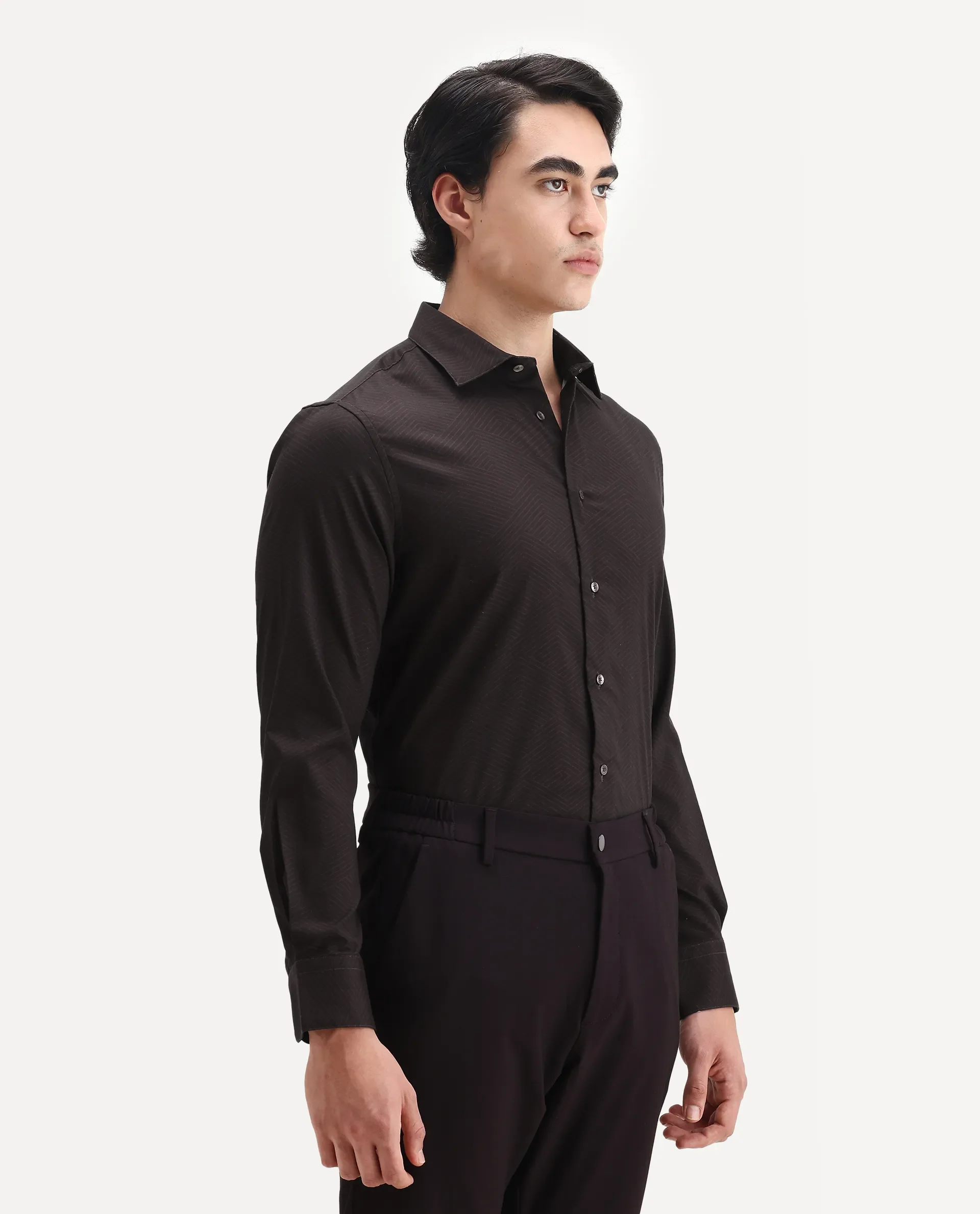 Rare Rabbit Men's Noven Maroon Cotton Geometric Print Regular Fit Full Sleeve Collared Shirt - Image 6