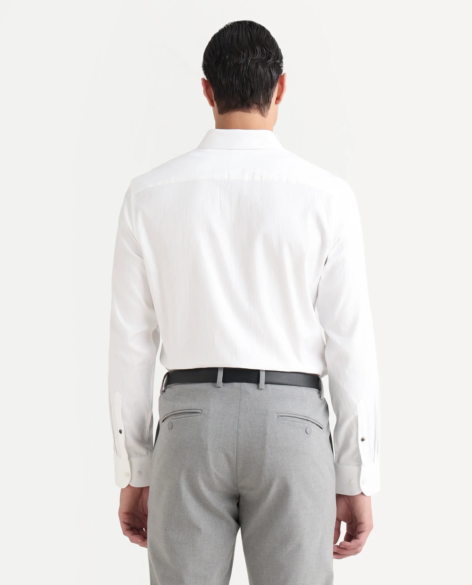 Rare Rabbit Men's Novo-25 White Cotton Striped Print Regular Fit Full Sleeve Collared Shirt - Image 6