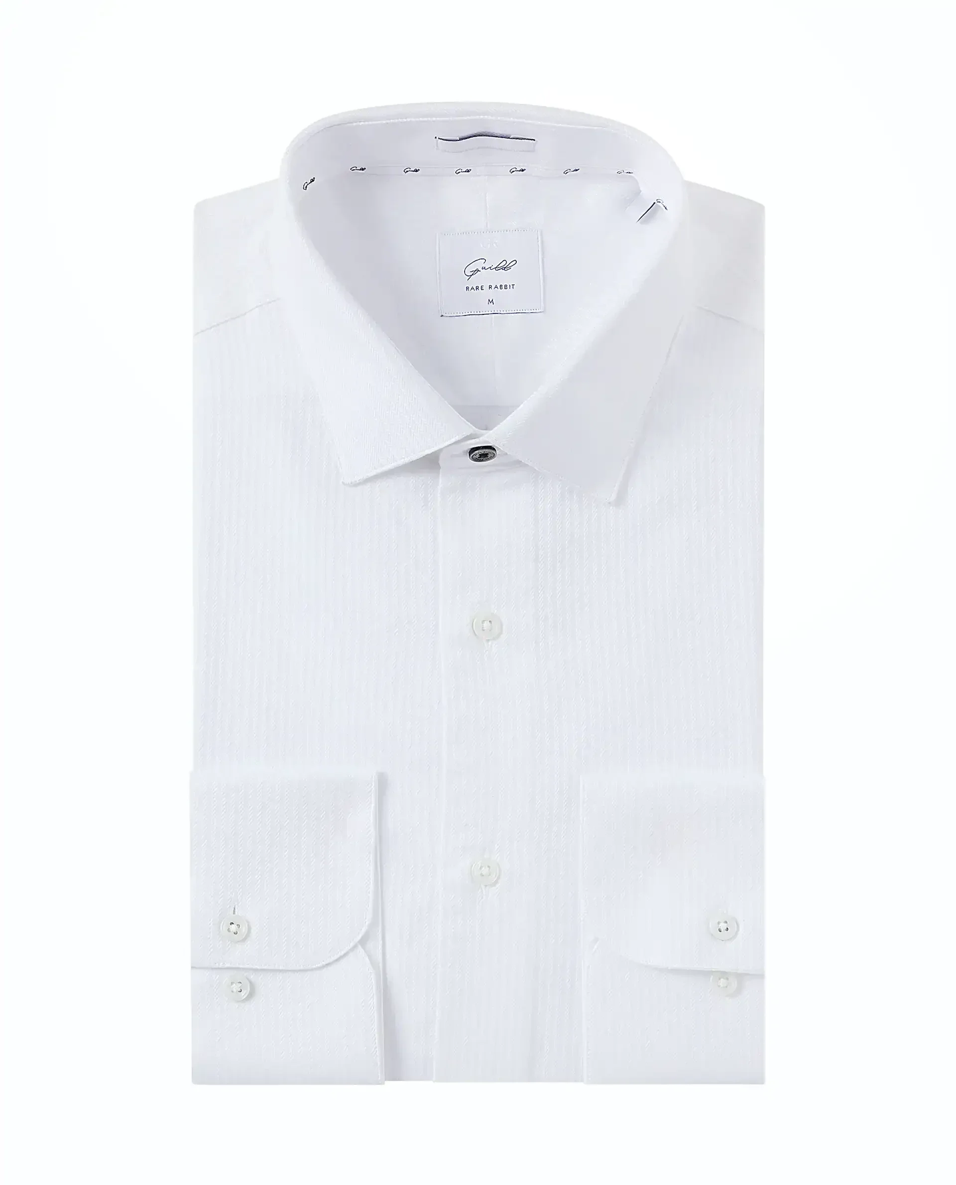 Rare Rabbit Men's Novo White Cotton Striped Print Regular Fit Full Sleeve Collared Shirt - Image 2