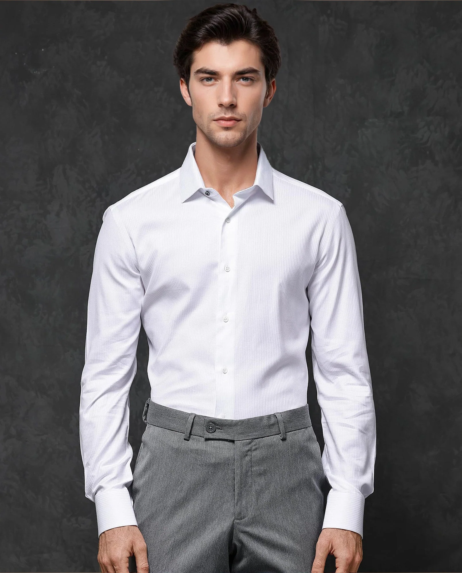 Rare Rabbit Men's Novo White Cotton Striped Print Regular Fit Full Sleeve Collared Shirt - Image 3