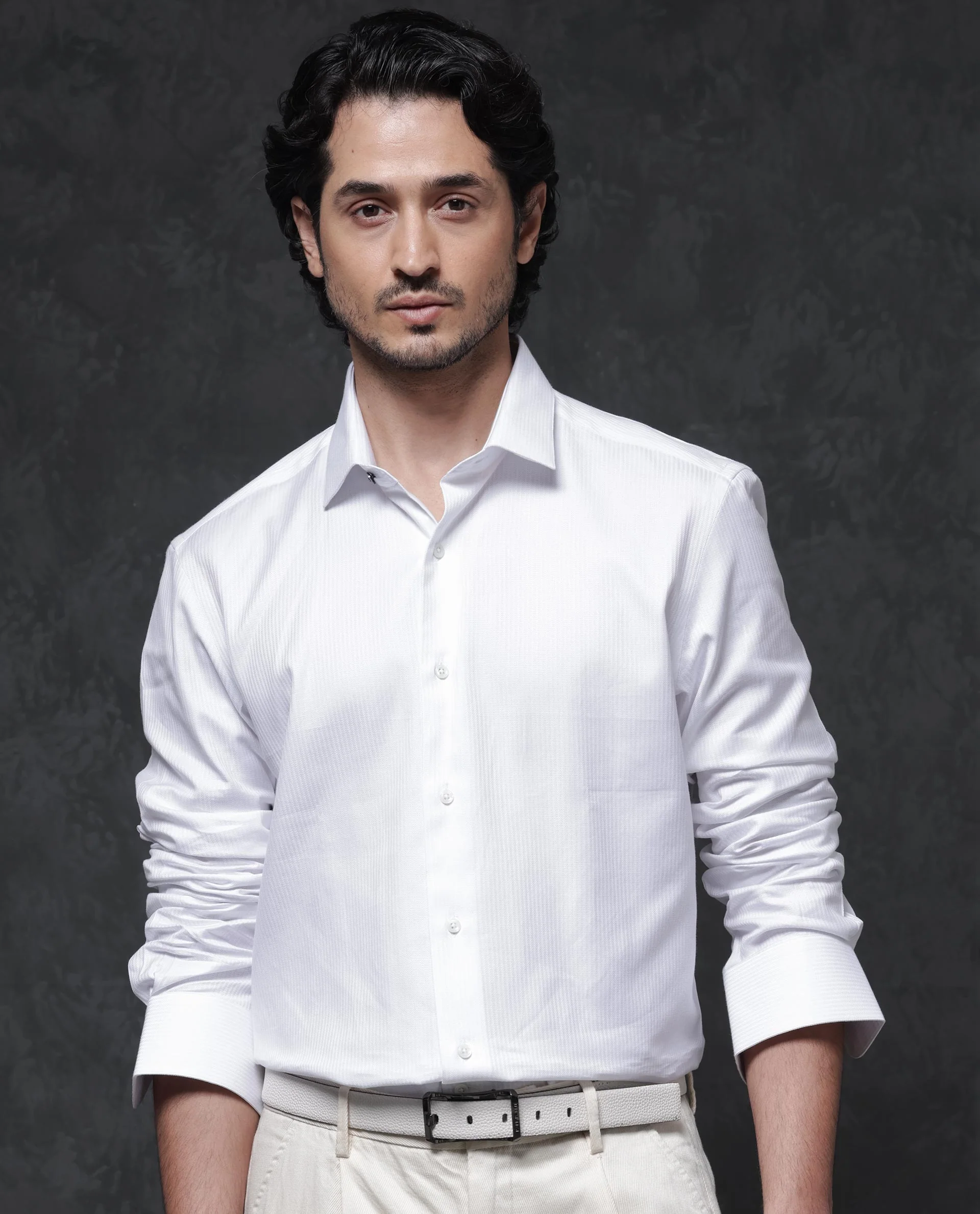 Rare Rabbit Men's Novo White Cotton Striped Print Regular Fit Full Sleeve Collared Shirt - Image 4