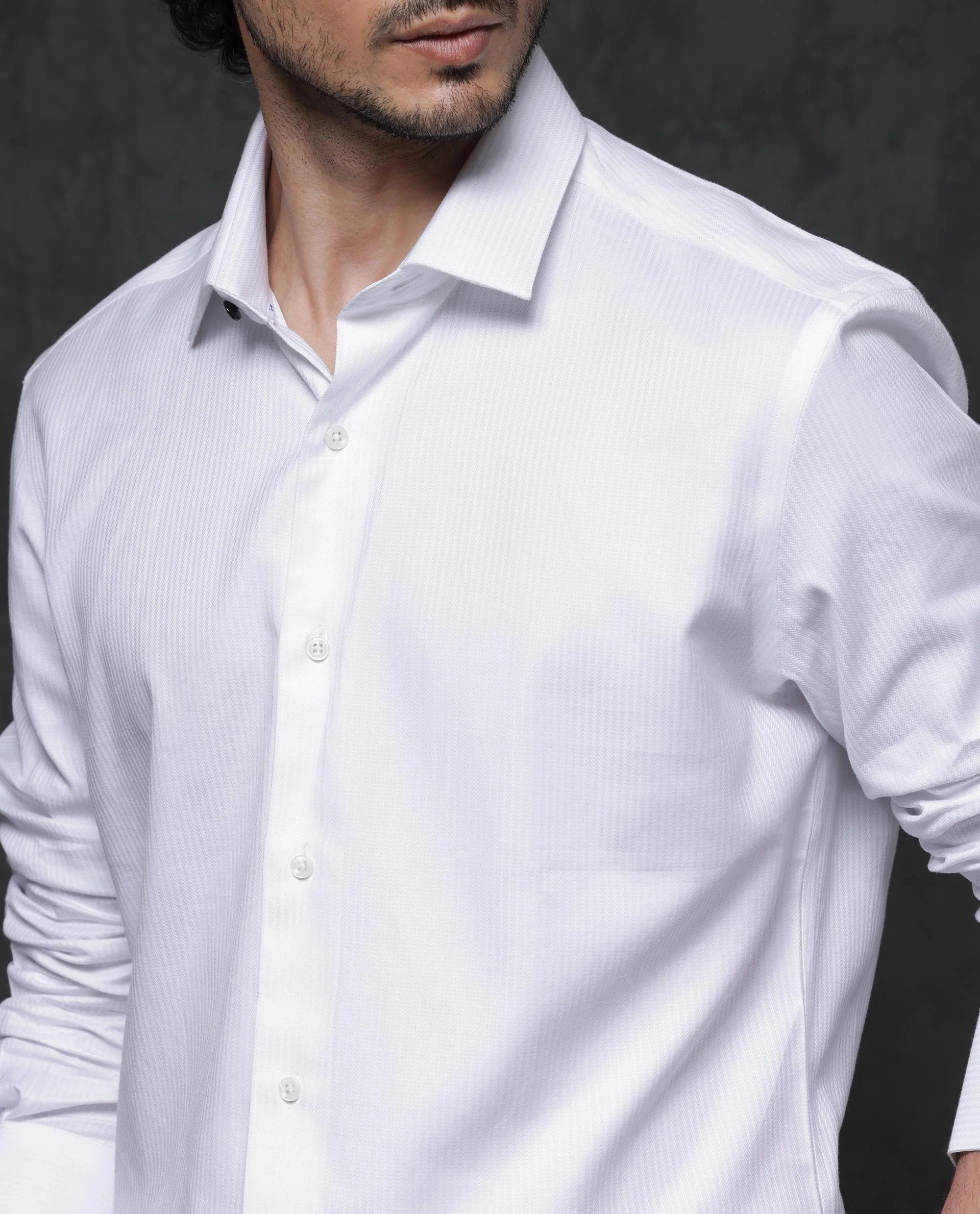 Rare Rabbit Men's Novo White Cotton Striped Print Regular Fit Full Sleeve Collared Shirt - Image 7