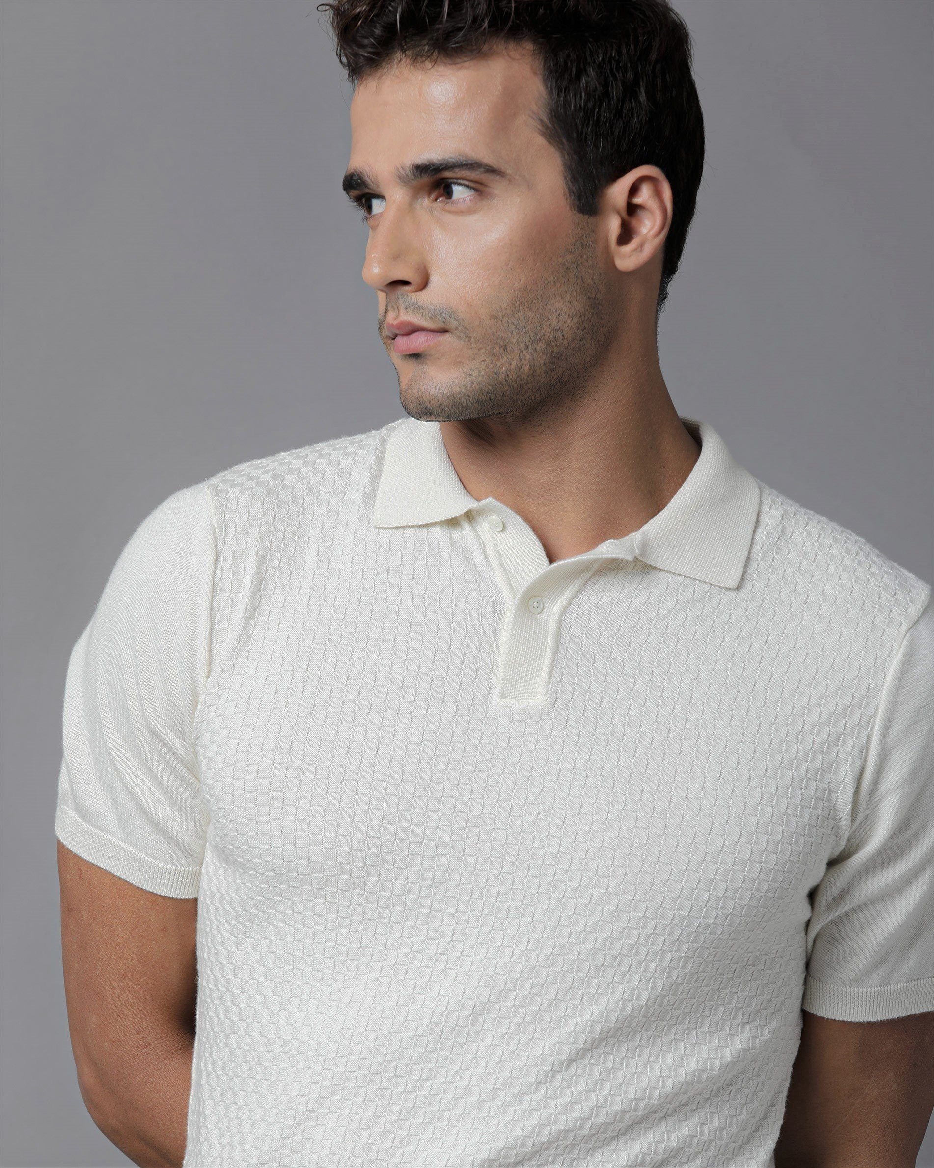 Rare Rabbit Men's Novva Offwhite Cotton Slim Fit Half Sleeve Polo - Image 6