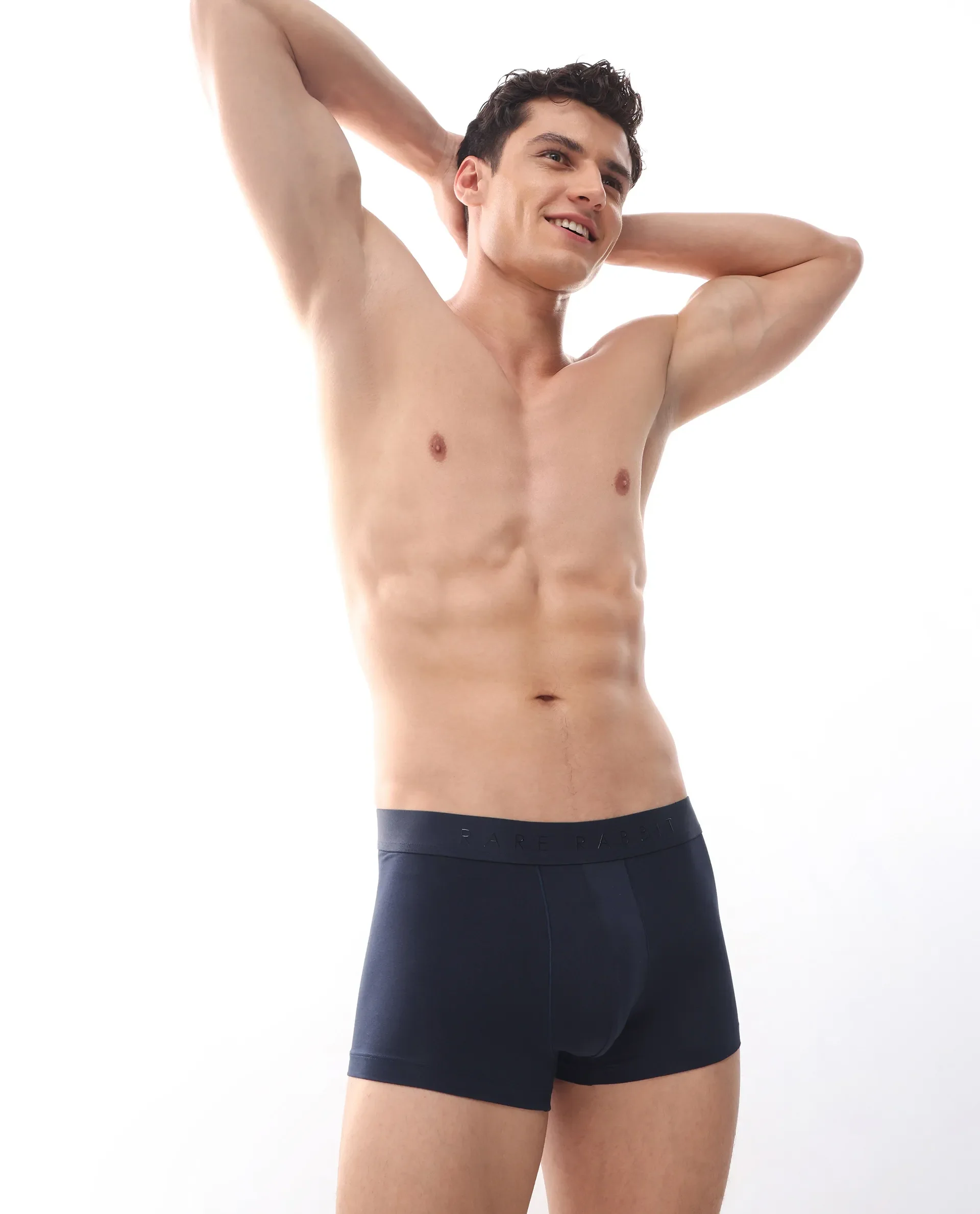 Rare Rabbit Men Now Navy Soft Cotton Stretch Trunks (Pack Of 3) - Image 3