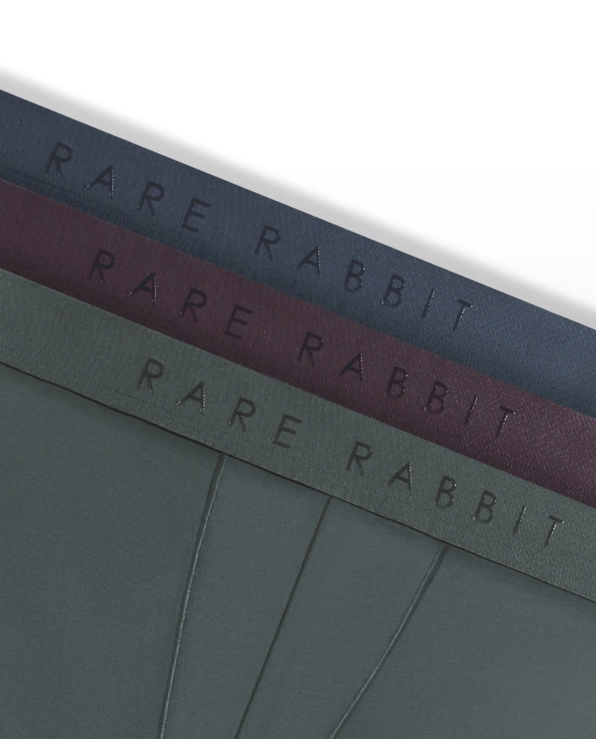 Rare Rabbit Men Now Olive/Prune/Teal Soft Cotton Stretch Trunks (Pack Of 3) - Image 2