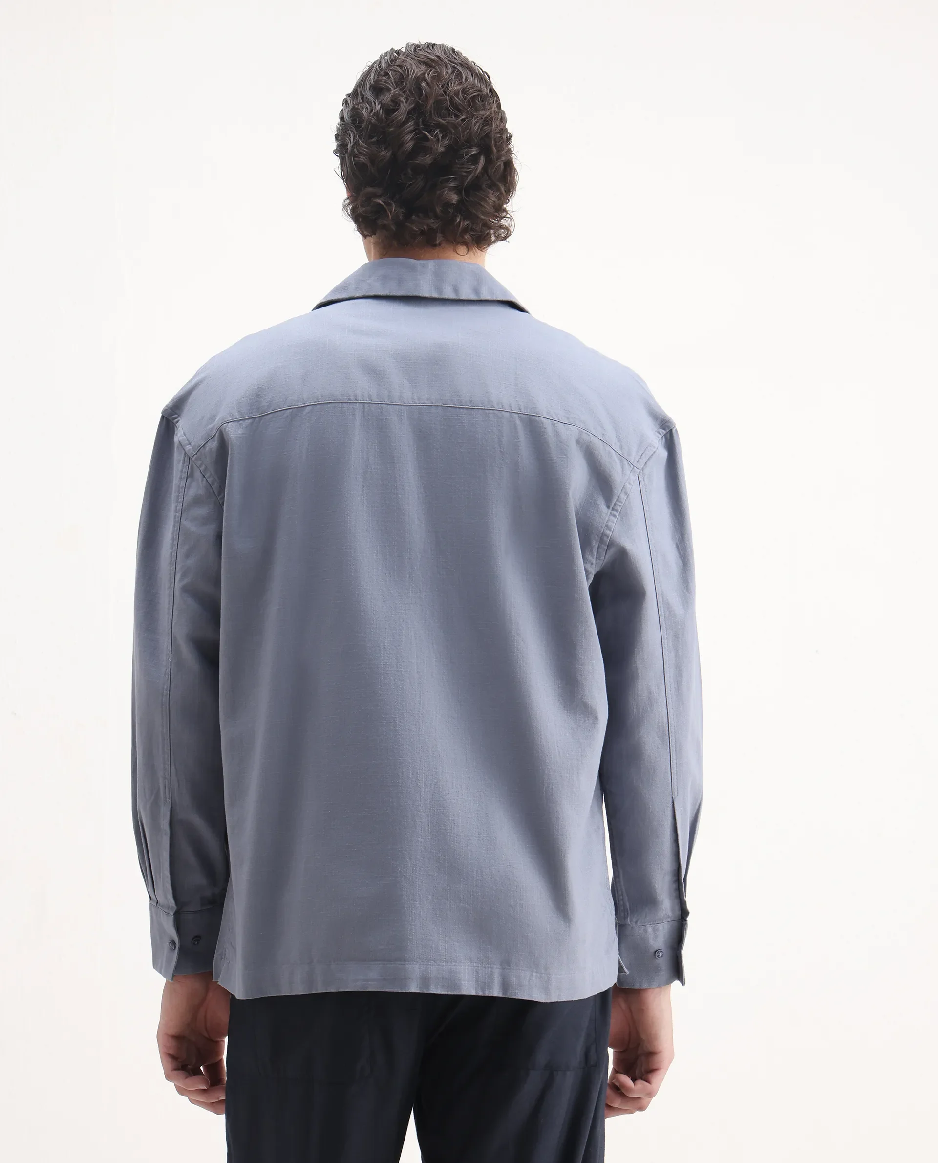 Rare Rabbit Men's Noyon Light Blue Cotton Embroidered Relaxed Fit Full Sleeve Cuban Collar Shirt - Image 7