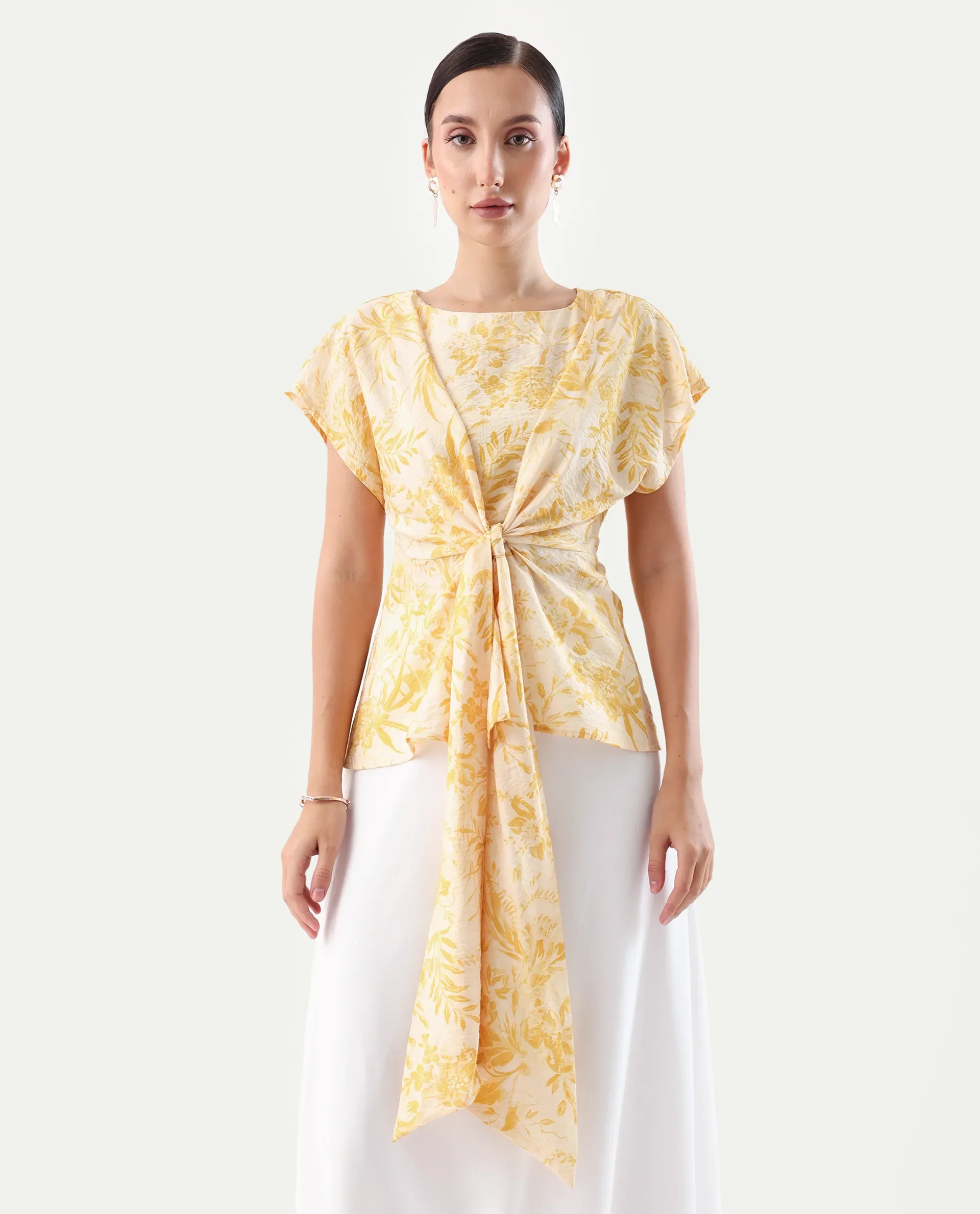 Rareism Women's Nuand Beige Viscose Blend V-Neck Regular Fit Top - Image 3