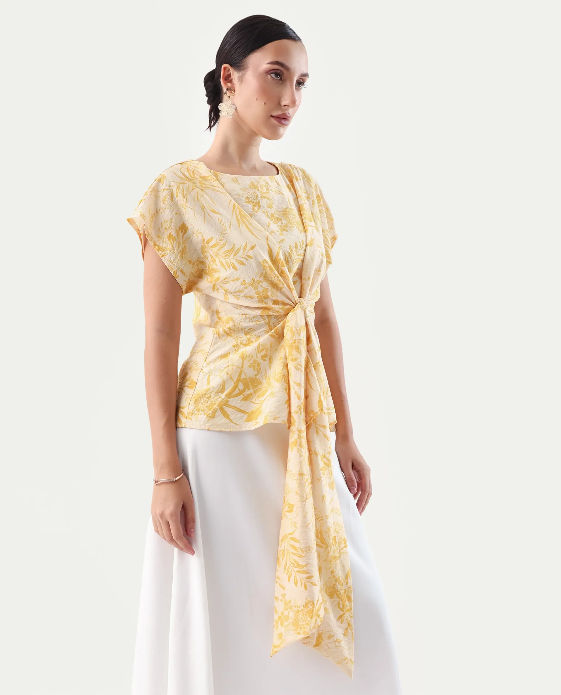 Rareism Women's Nuand Beige Viscose Blend V-Neck Regular Fit Top - Image 5
