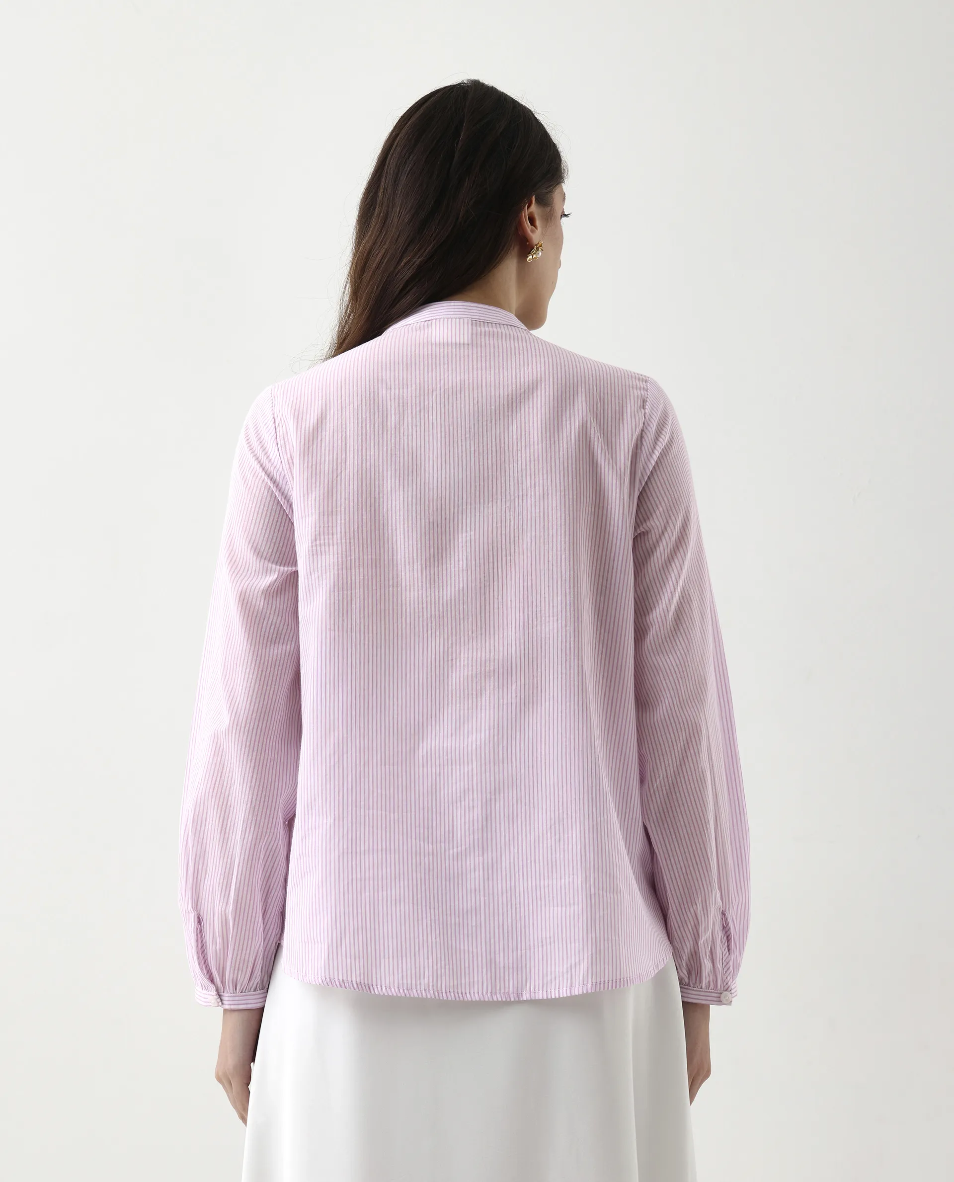Rareism Women's Nubelo Purple Cotton Mandarin Collar Regular Fit Top - Image 7