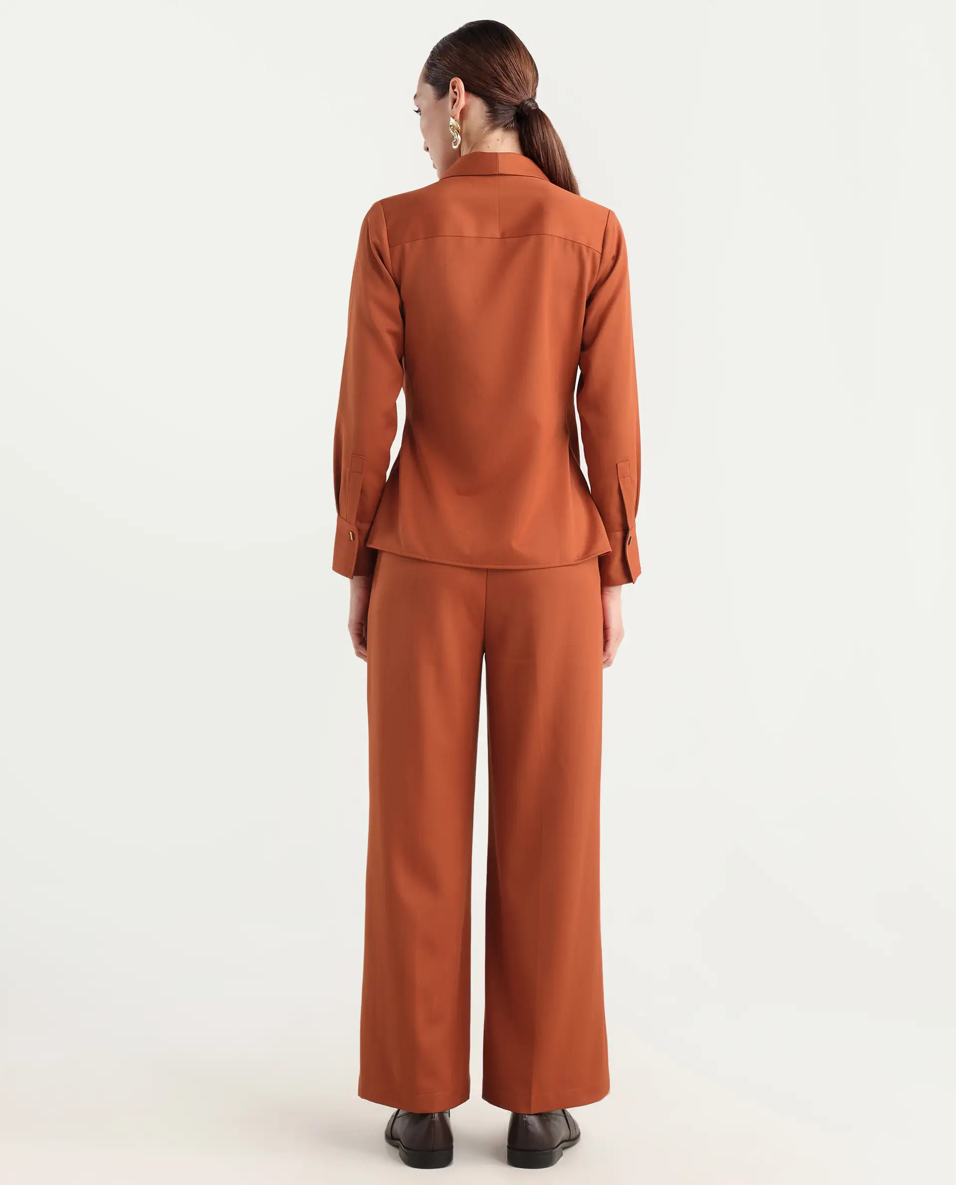 Rareism Women's Nublin-B Rust Polyester Blend Wide Trouser - Image 6