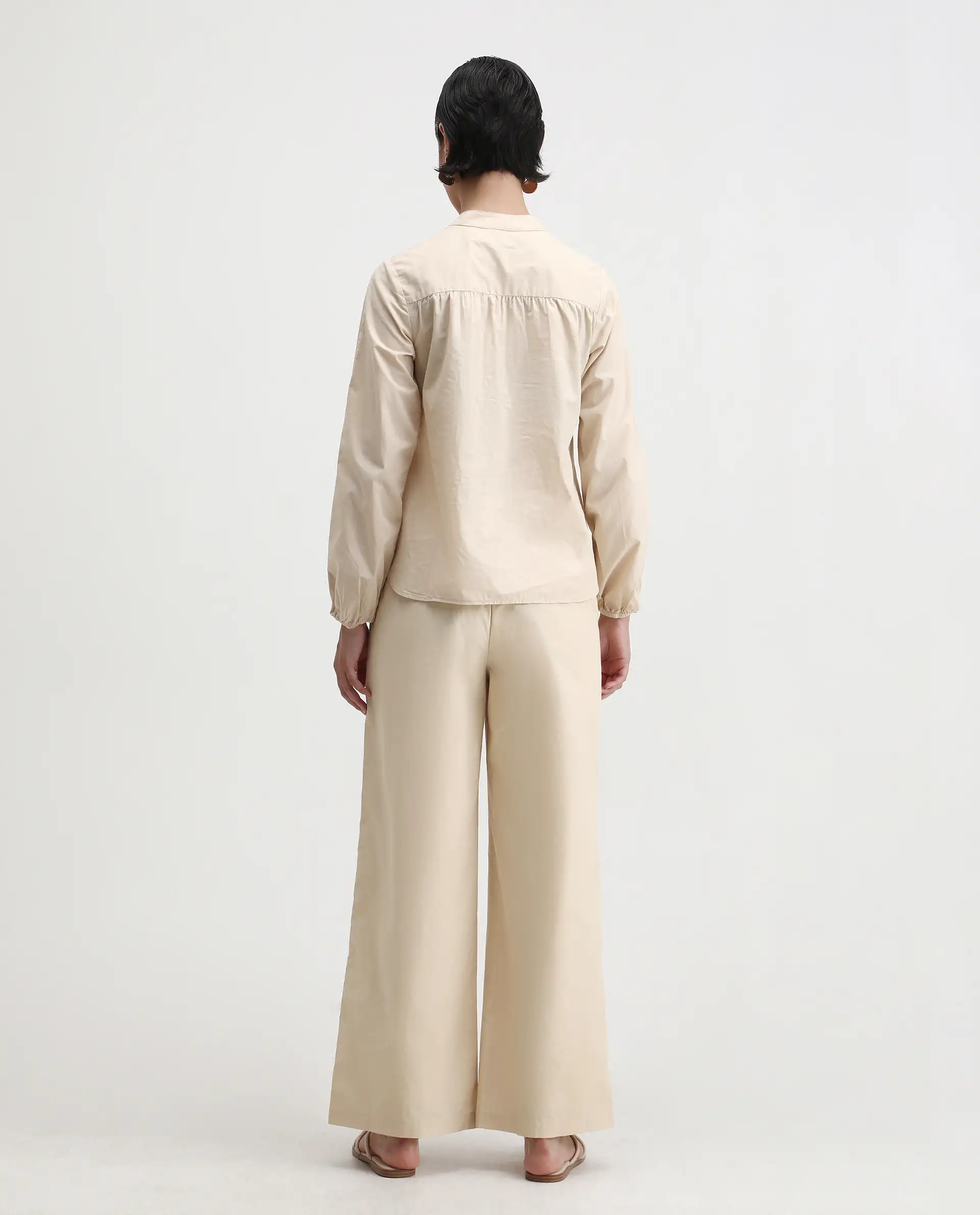 Rareism Women's Nucut-B Beige Cotton Straight Fit Trouser - Image 9