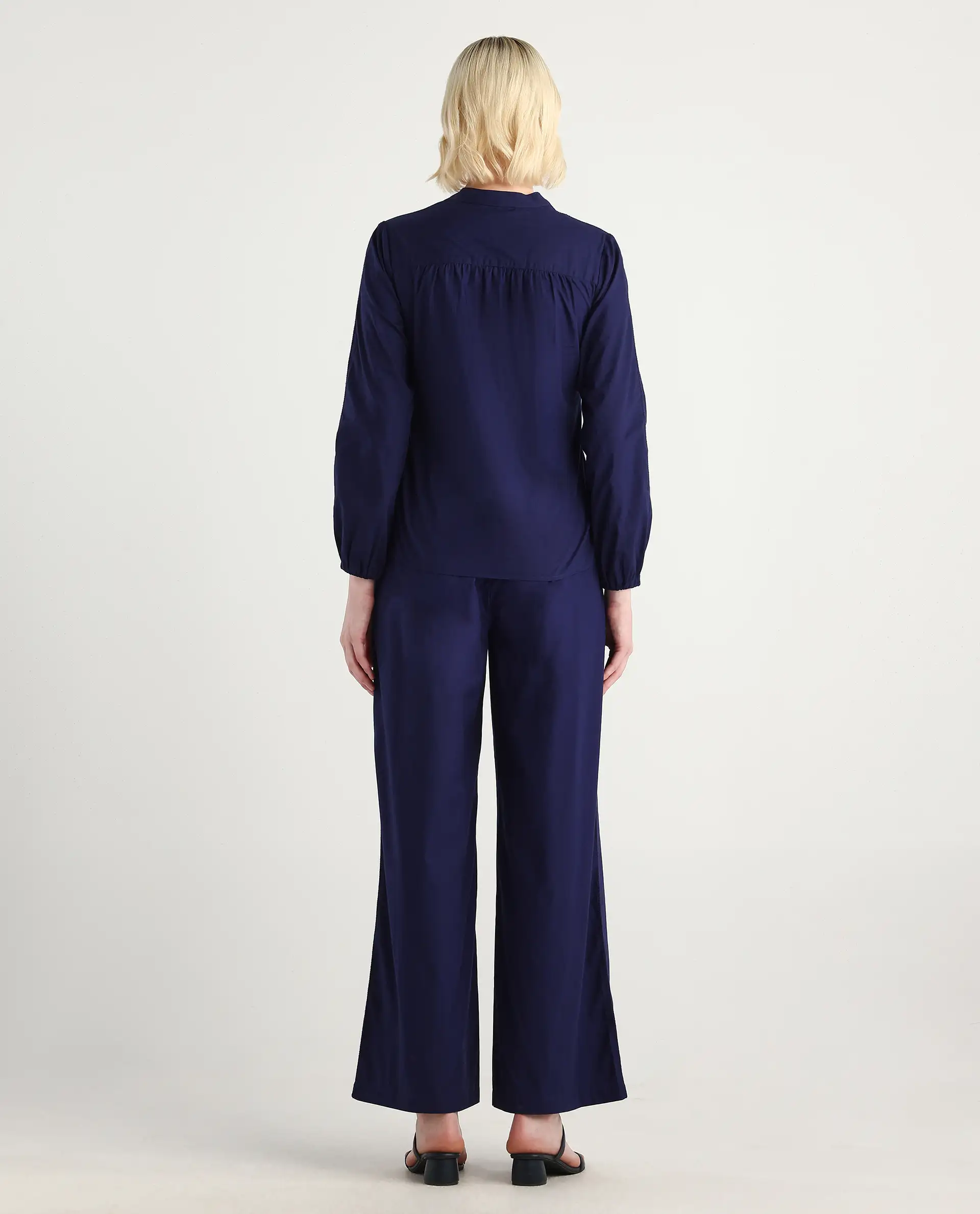 Rareism Women's Nucut-B Navy 100% Cotton Straight Fit Trouser - Image 7