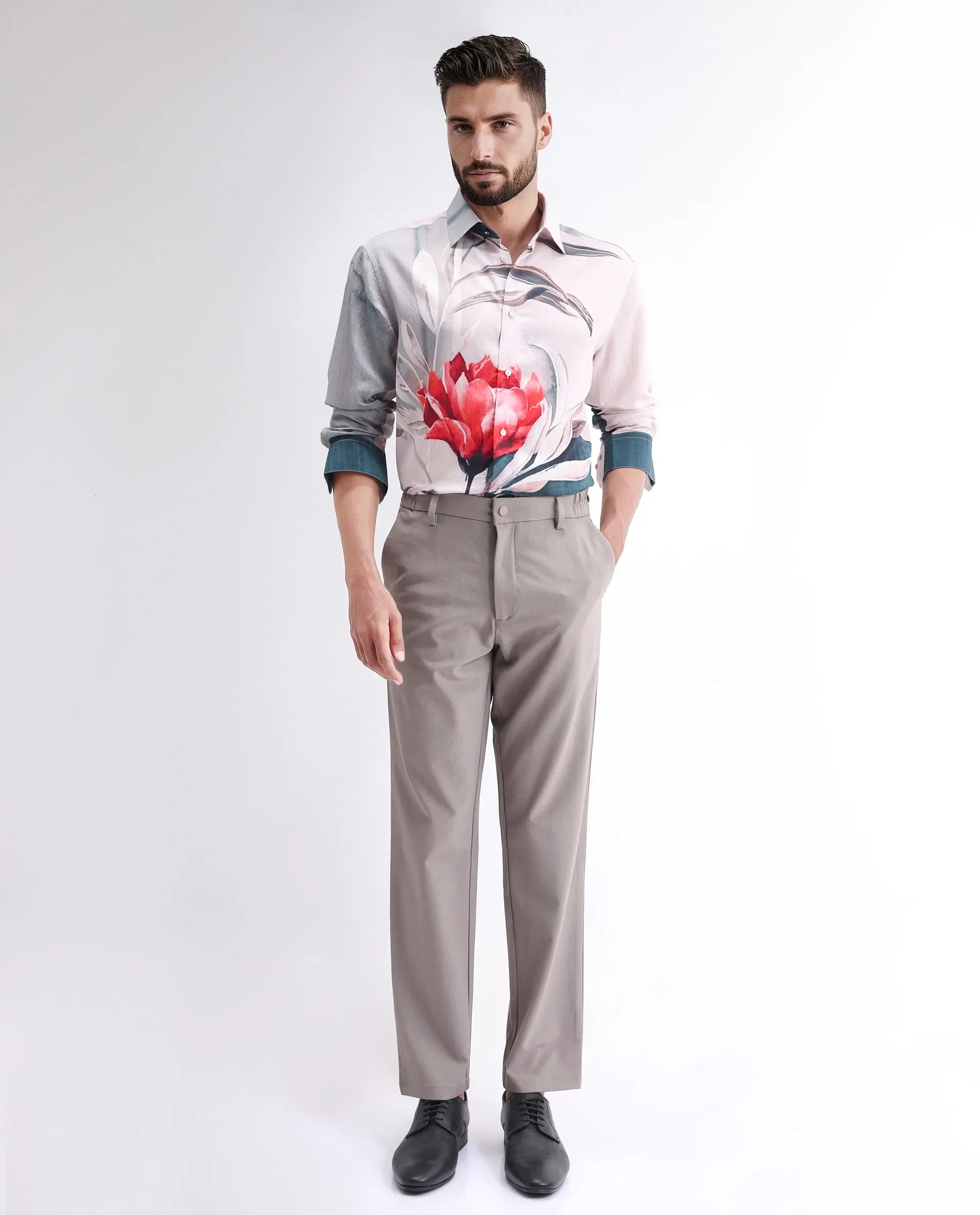 Rare Rabbit Men's Numa Teal Viscose Floral Print Relaxed Fit Full Sleeve Collared Shirt - Image 7
