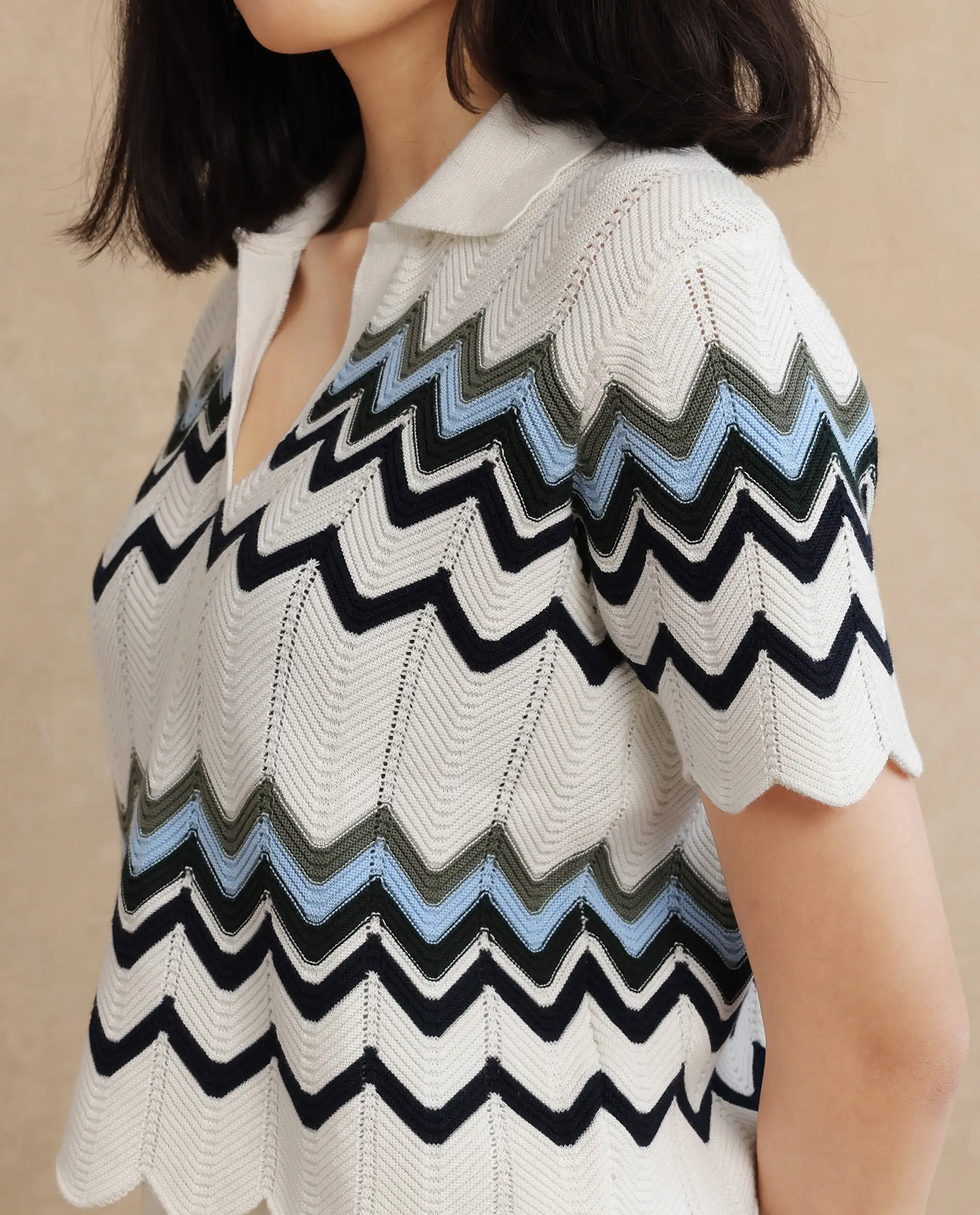 Rareism Women Nuplo Off White Cotton Fabric Half Sleeve Relaxed Fit Top - Image 2